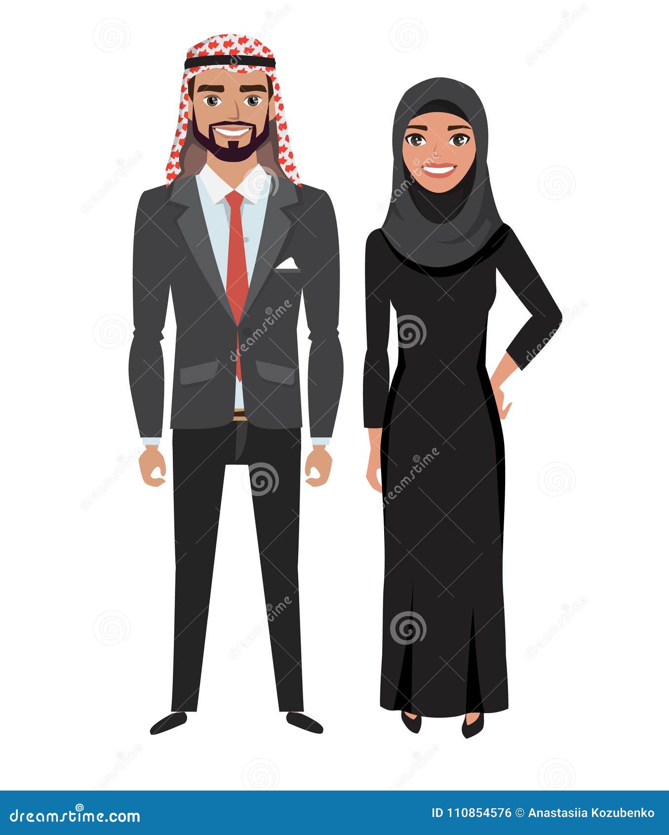 Hombre De Negocios Y Mujer árabes Traje Ilustración del Vector Ilustración persona, aislado: 110854576