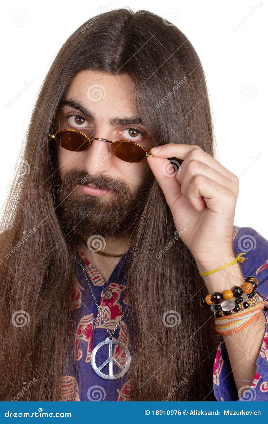 Hombre De Pelo Largo Del Hippie Foto de archivo - Imagen de lente,  cristales: 18910976