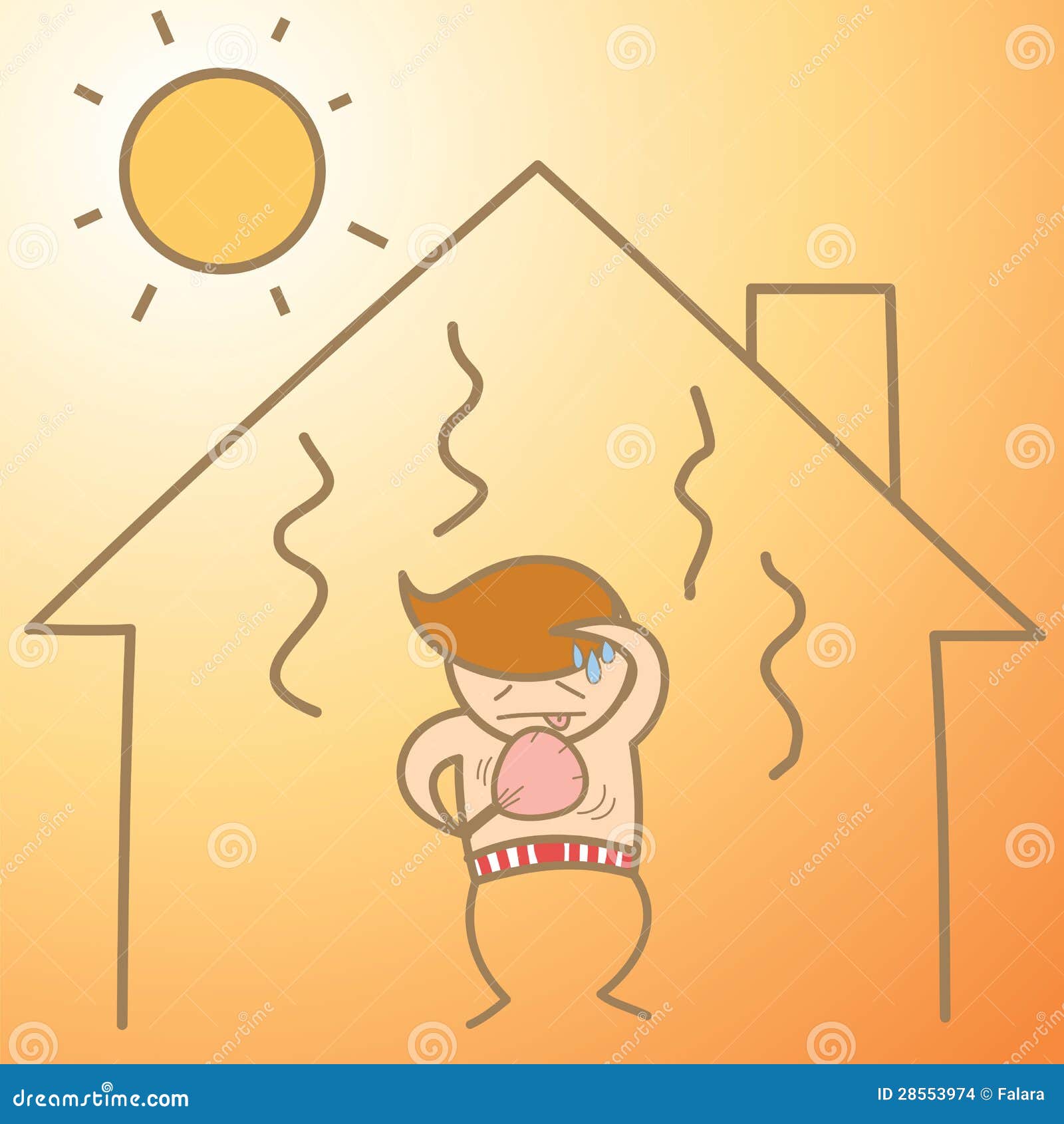Hombre En La Casa Del Calor Ilustración del Vector - Ilustración de  temperatura, historieta: 28553974