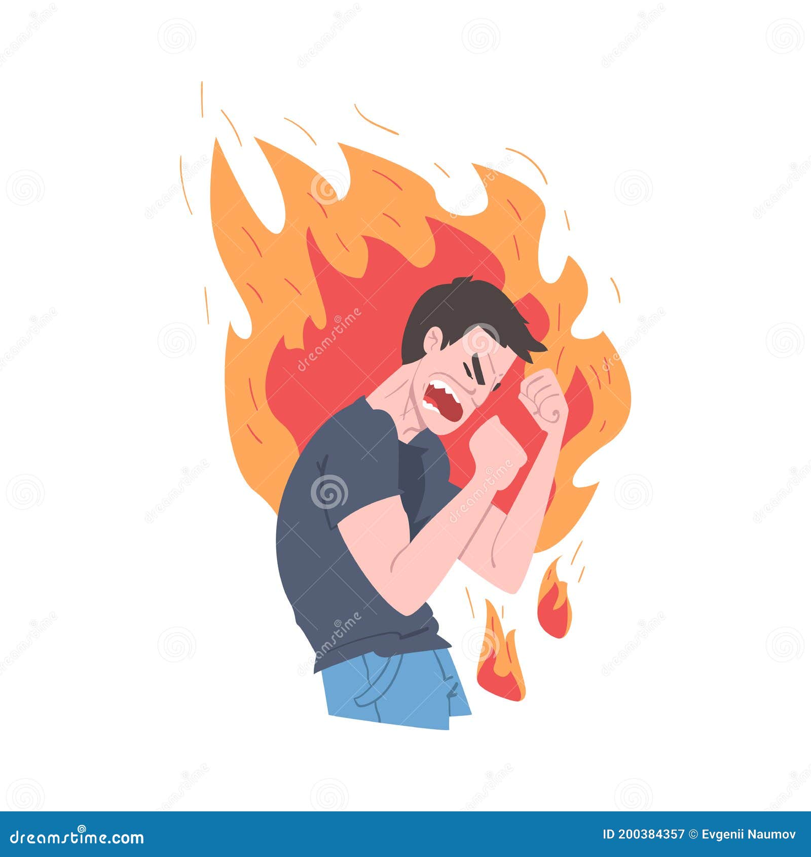 Hombre En Llamas Con Rabia, Estrés, Quemazón, Problemas Emocionales  Concepto De Ilustración De Vectores De Dibujos Animados Ilustración del  Vector - Ilustración de calor, quemadura: 200384357