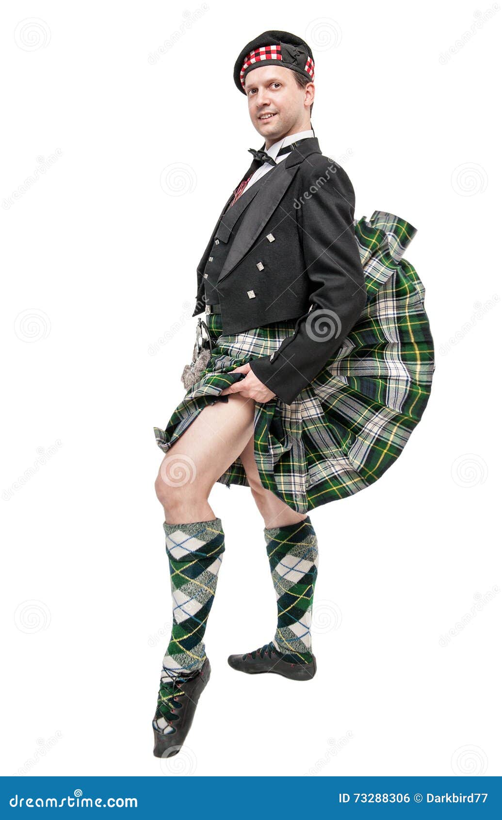 pegamento Leer Vacunar Hombre Escocés En Traje Nacional Tradicional Con La Falda Escocesa Que  Sopla Foto de archivo - Imagen de falda, soplando: 73288306