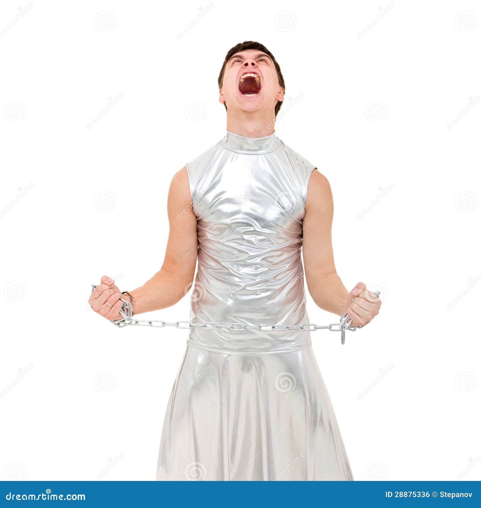 Hombre Joven Con Gritos De Cadena Foto de archivo Imagen de delgado