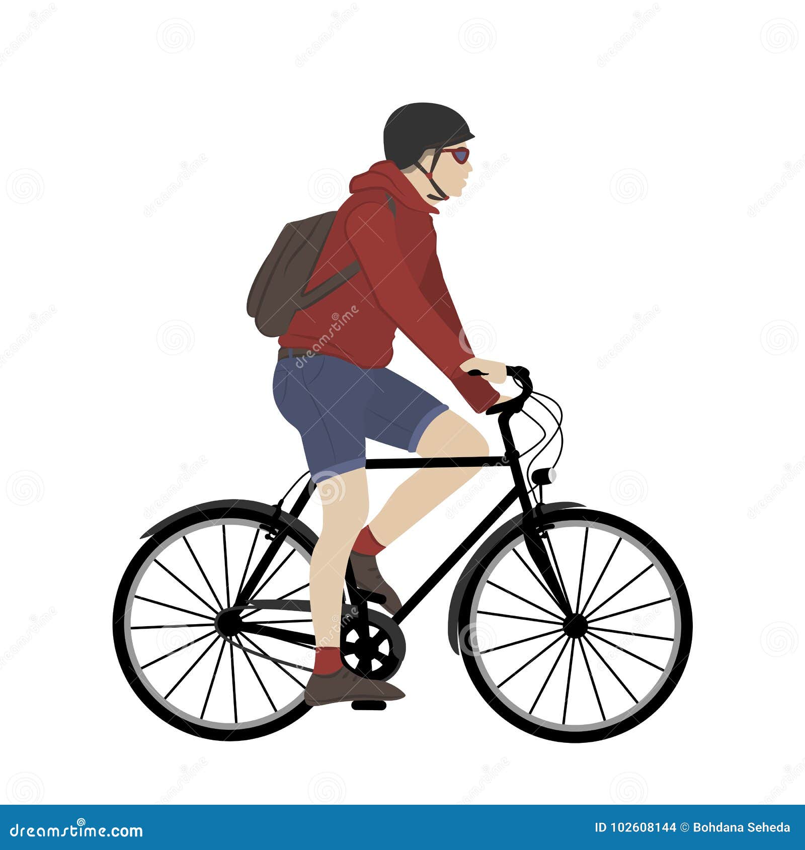 Hombre Joven De La Ciudad De La Bicicleta Del Viajero Urbano Del Varón  Adulto Ilustración del Vector - Ilustración de concepto, conmute: 102608144