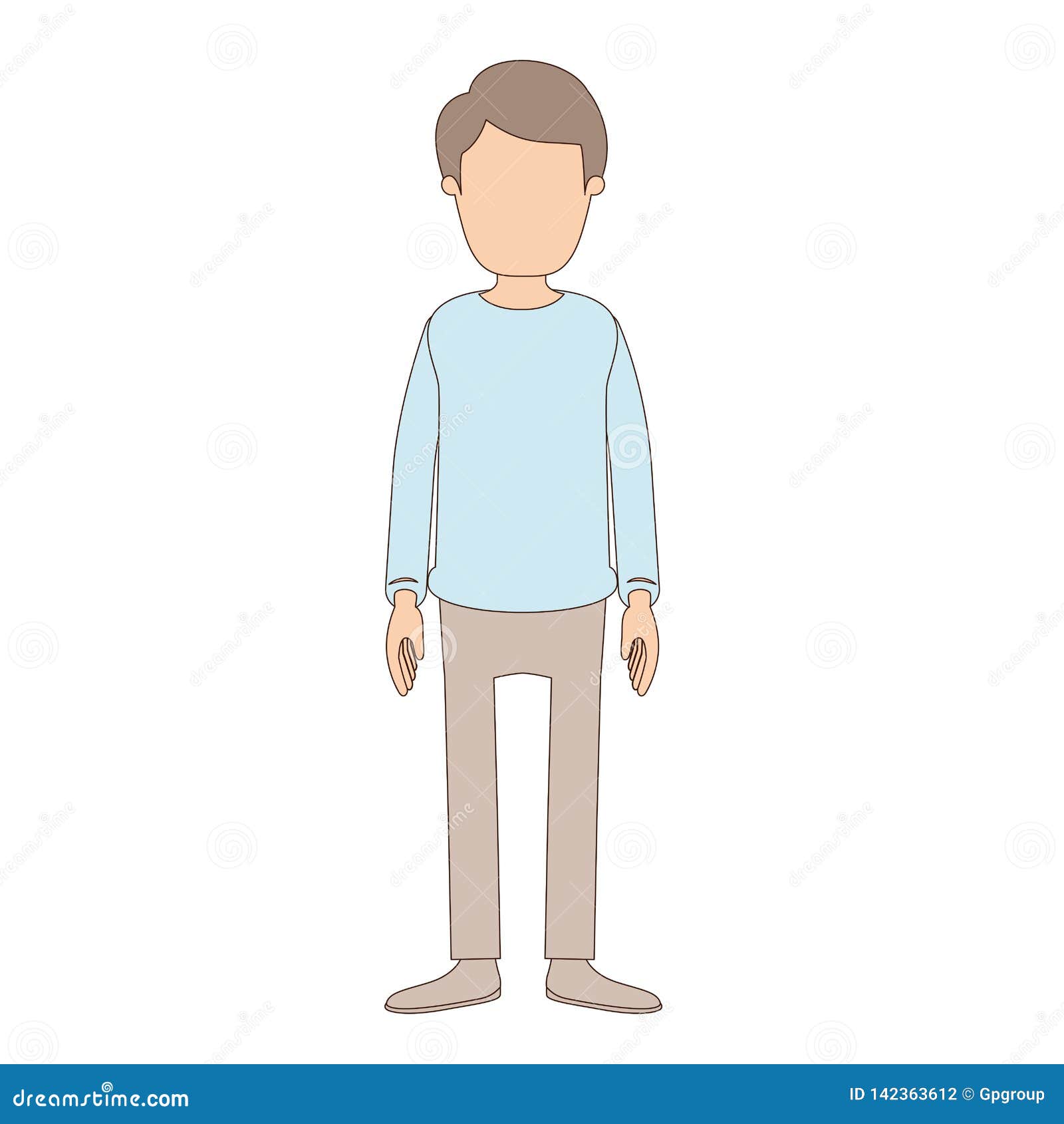 Hombre Joven Del Cuerpo Completo Anónimo De La Caricatura Del Color Claro  Con Ropa Y El Peinado Ilustración del Vector - Ilustración de vaqueros,  contorno: 142363612