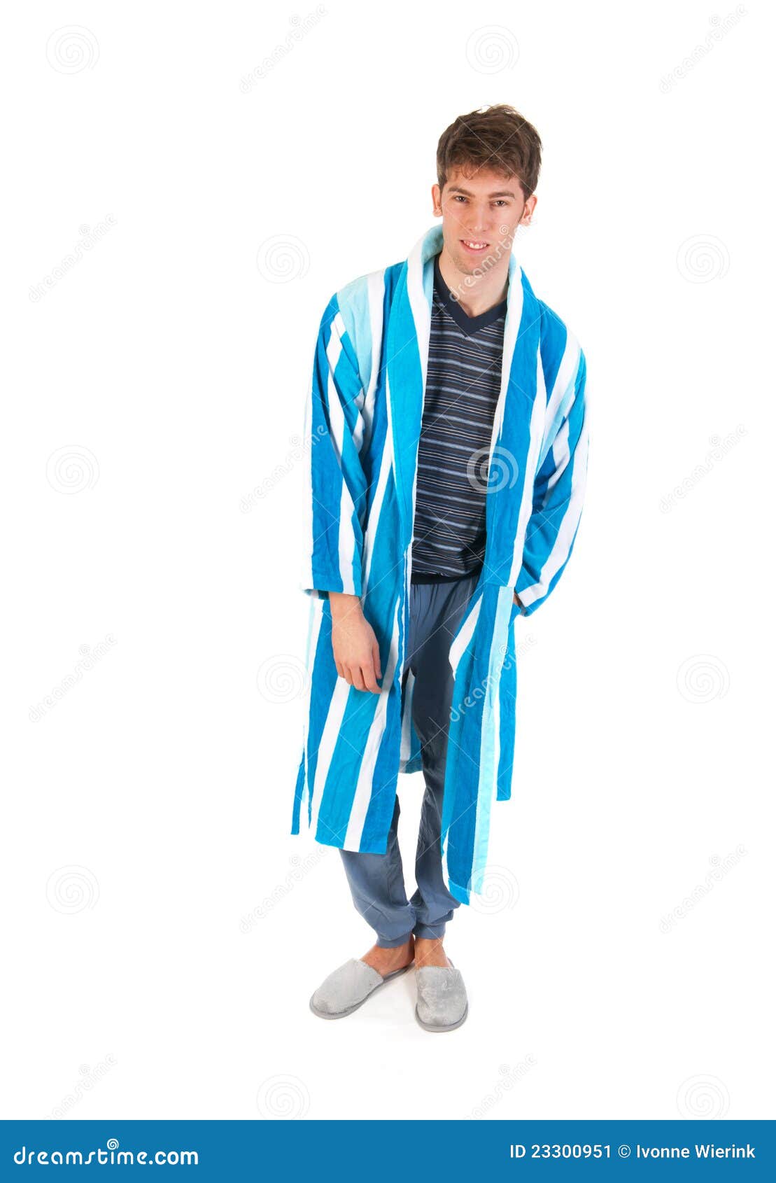 Hombre Joven En Pijamas Y Vestido Imagen de archivo Imagen rayas: 23300951