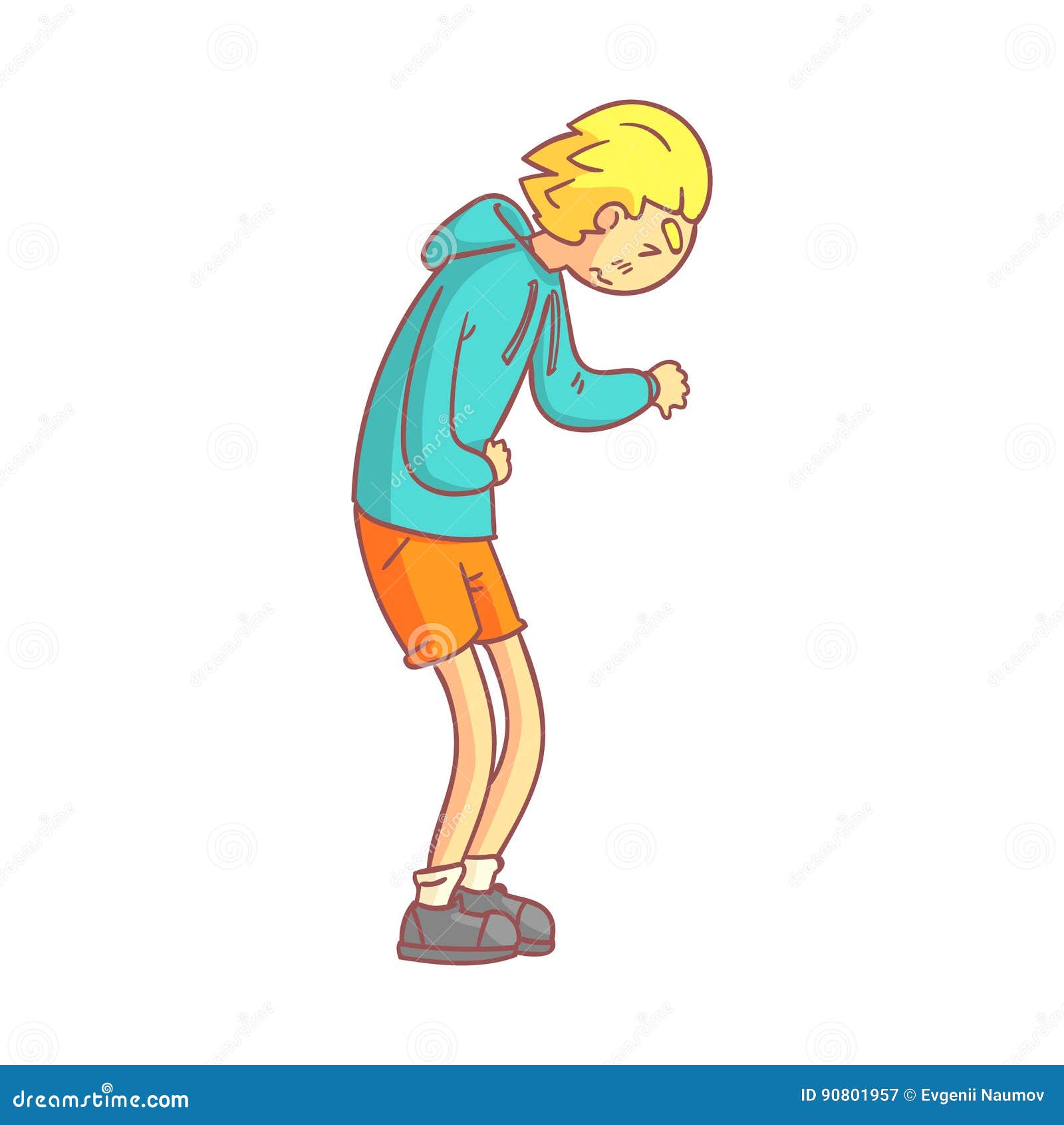 Hombre Joven Que Sufre De Dolor De Estómago Personaje De Dibujos Animados  Colorido Ilustración del Vector - Ilustración de panza, hambriento: 90801957