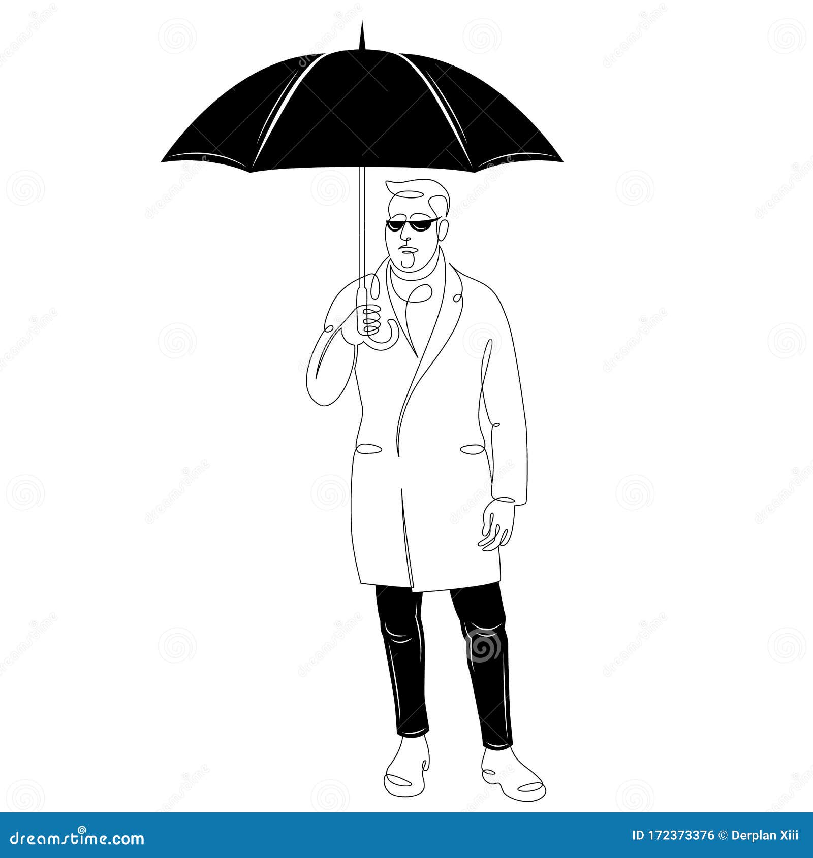 Hombre Mayor Con Un Abrigo De Moda Con Un Paraguas Negro Ilustración del  Vector - Ilustración de pelo, aislado: 172373376