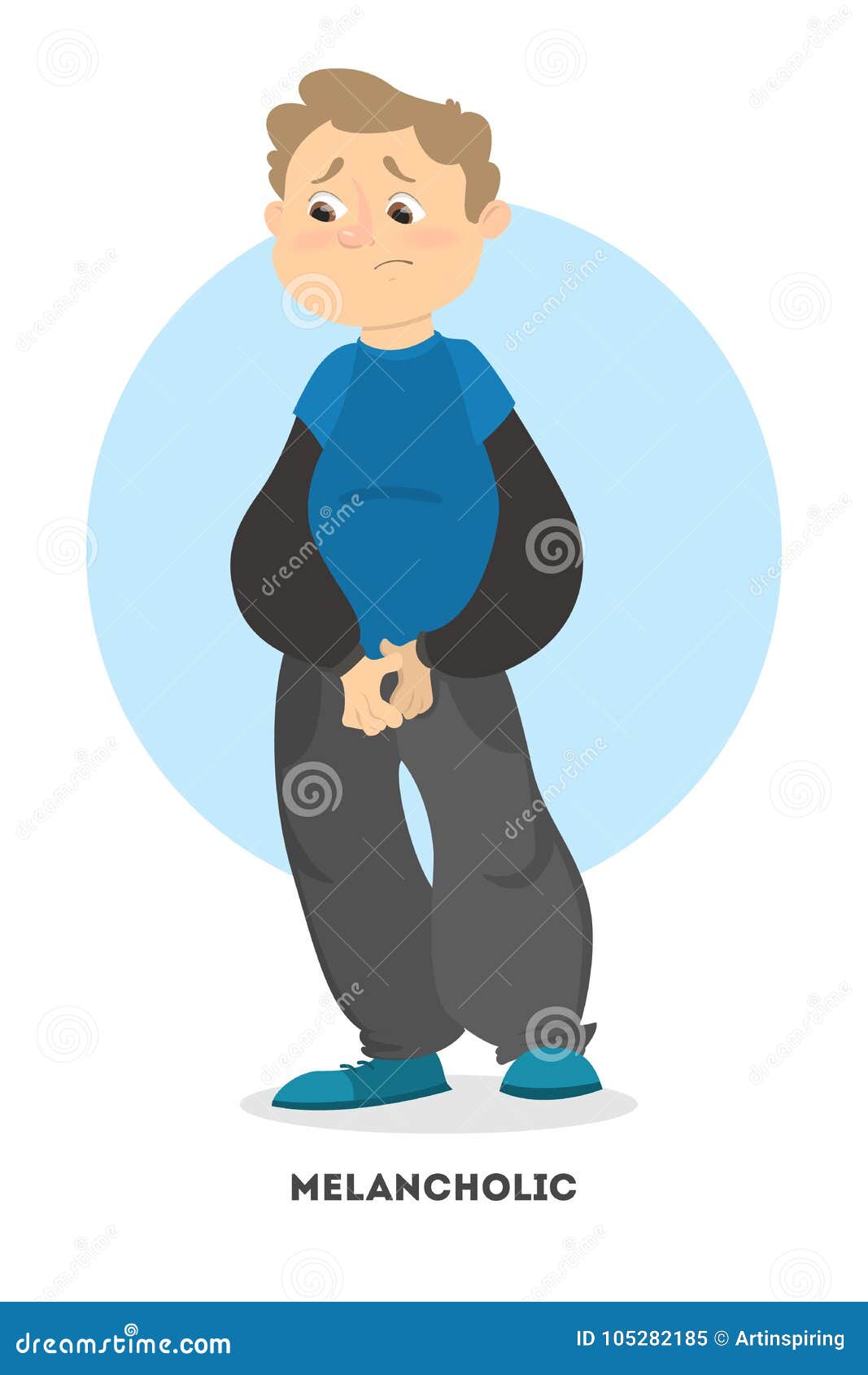 Hombre melancólico aislado ilustración del vector. Ilustración de aislado -  105282185, image size:1067x1690