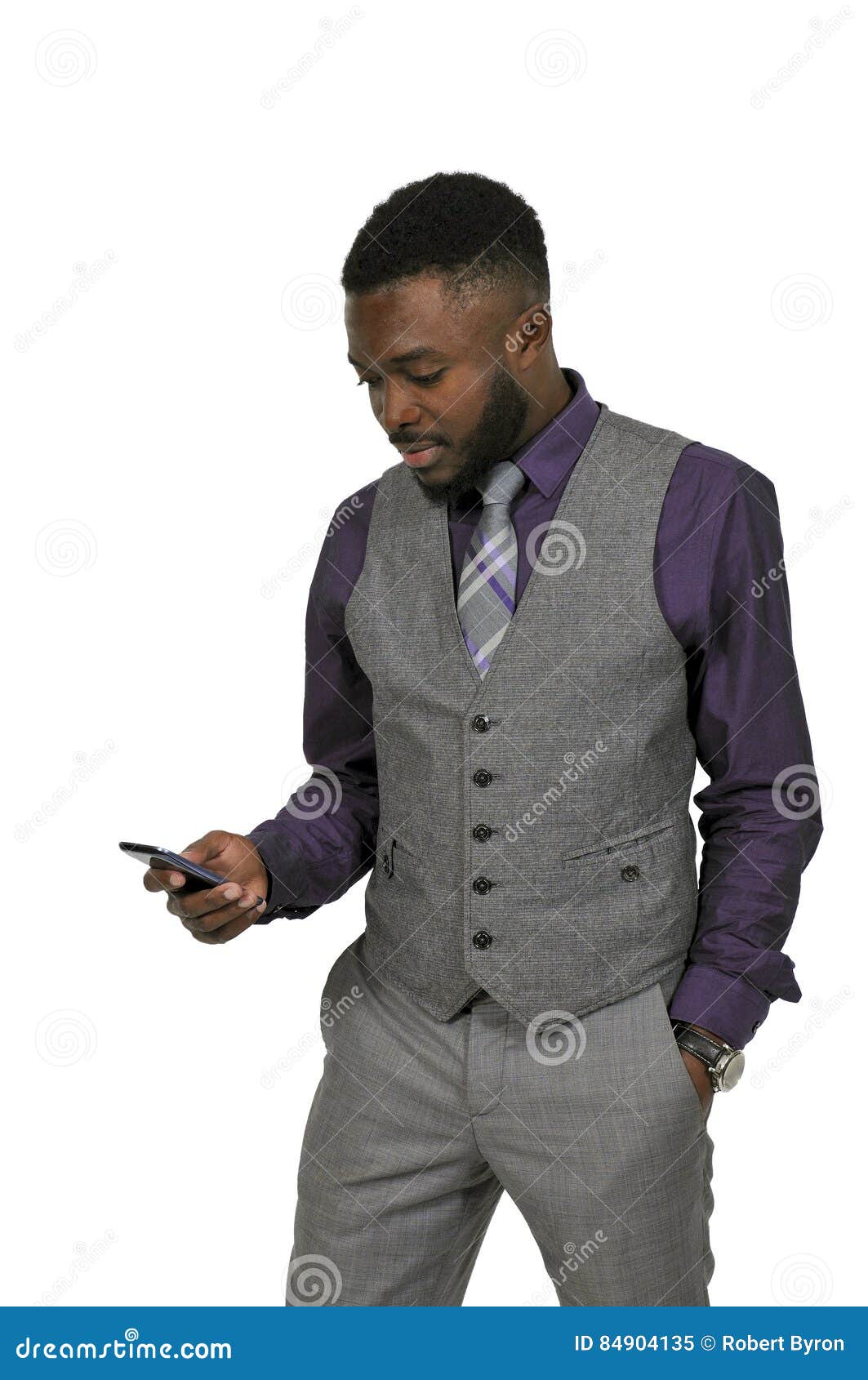 Hombre En Chaleco Negro Y Camisa De Vestir Blanca Con Smartphone Negro ·  Foto de stock gratuita