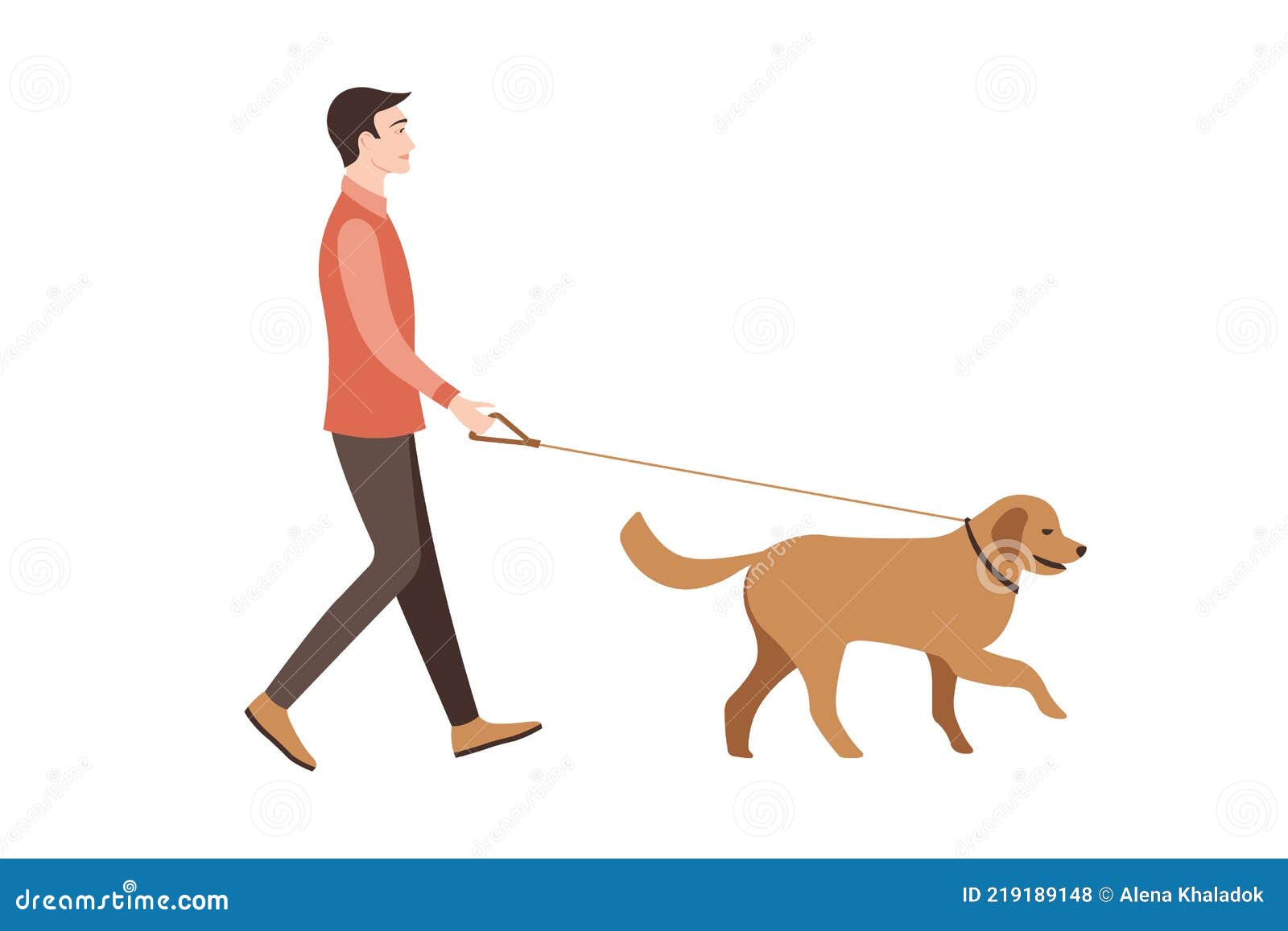 Hombre Paseando Al Perro Ilustración Del Vector Ilustración De Mascota 219189148