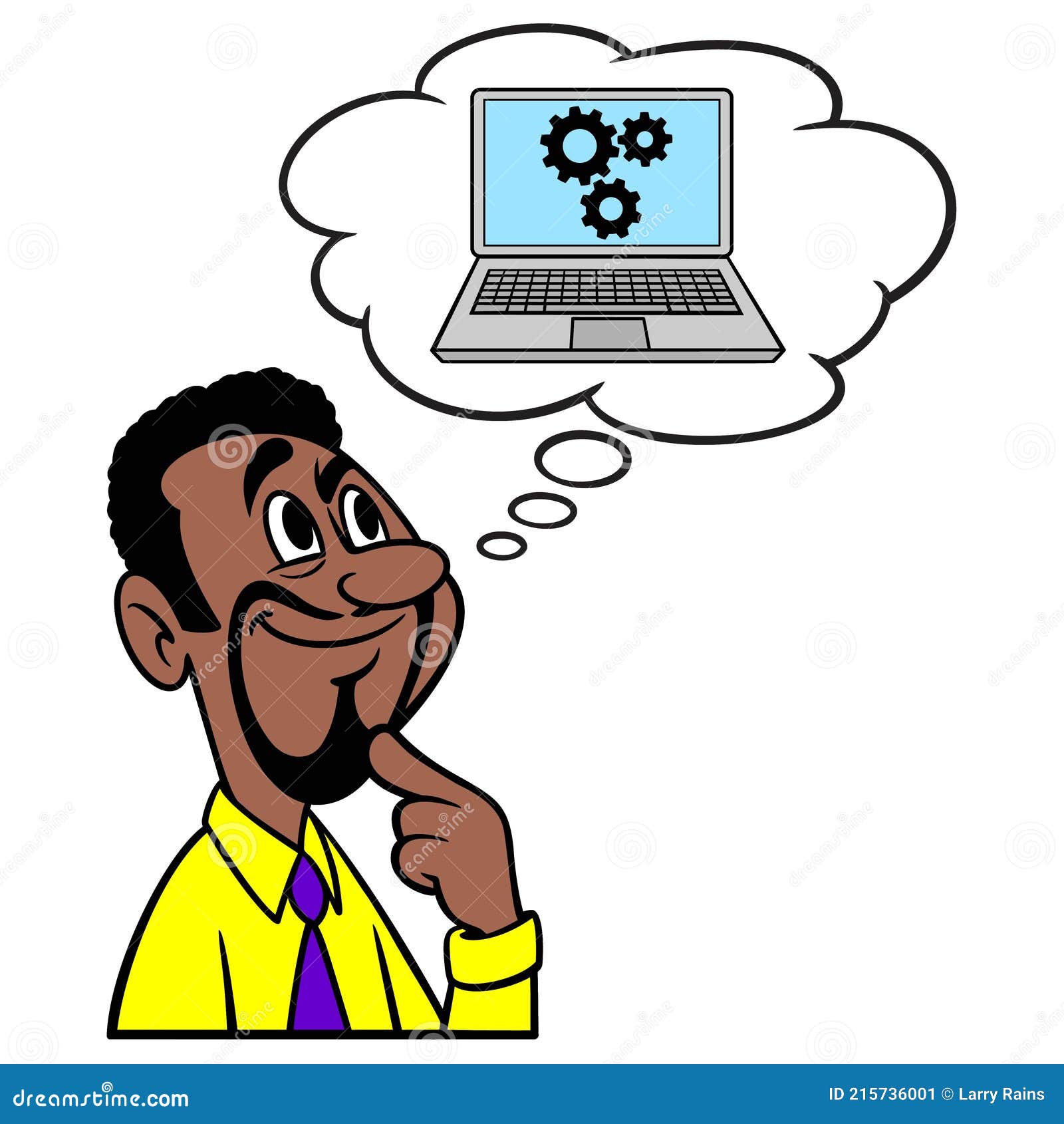Hombre Pensando En La Programación Informática Ilustración del Vector -  Ilustración de ordenador, americano: 215736001