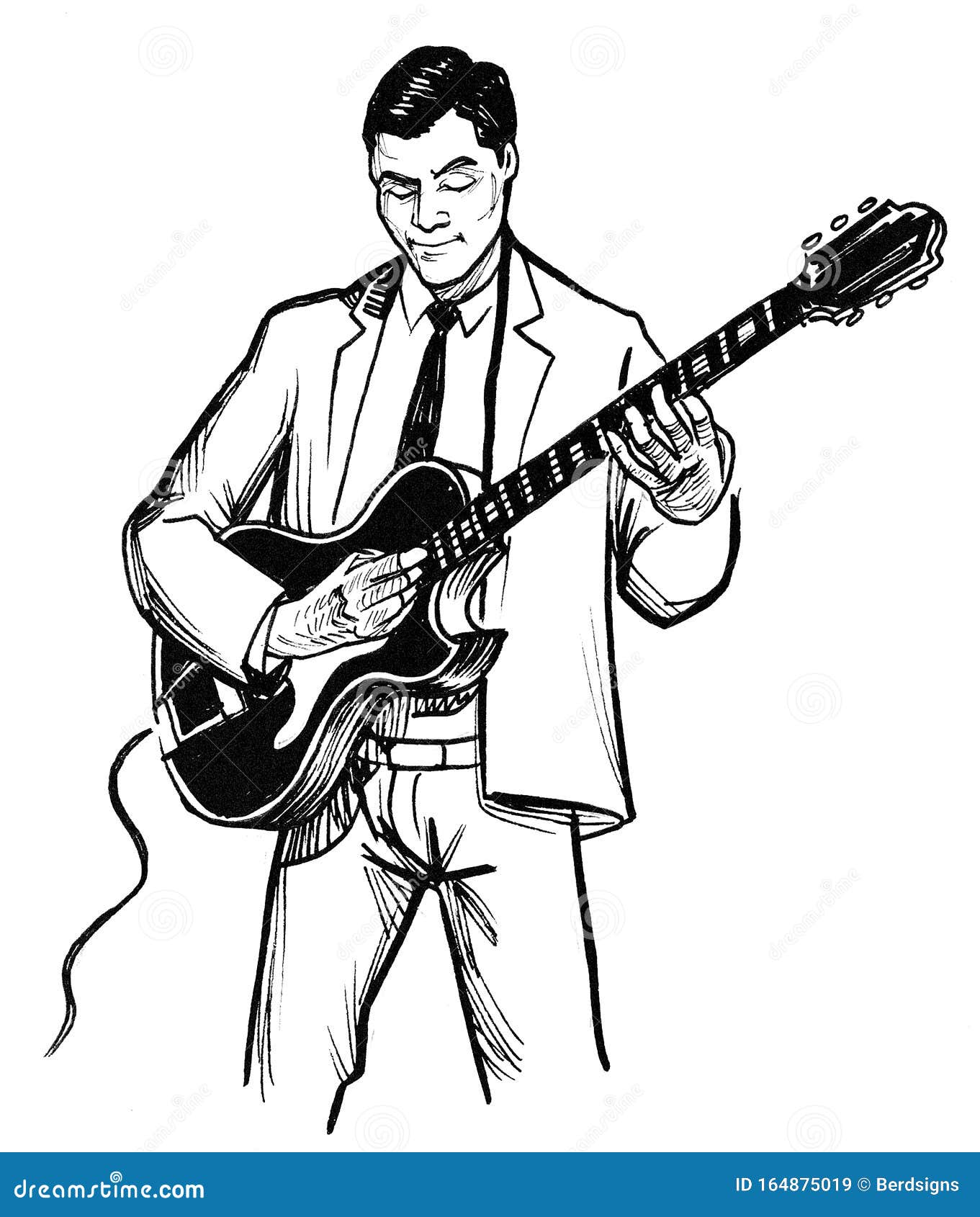 Hombre guitarra stock ilustración. de bosquejo - 164875019