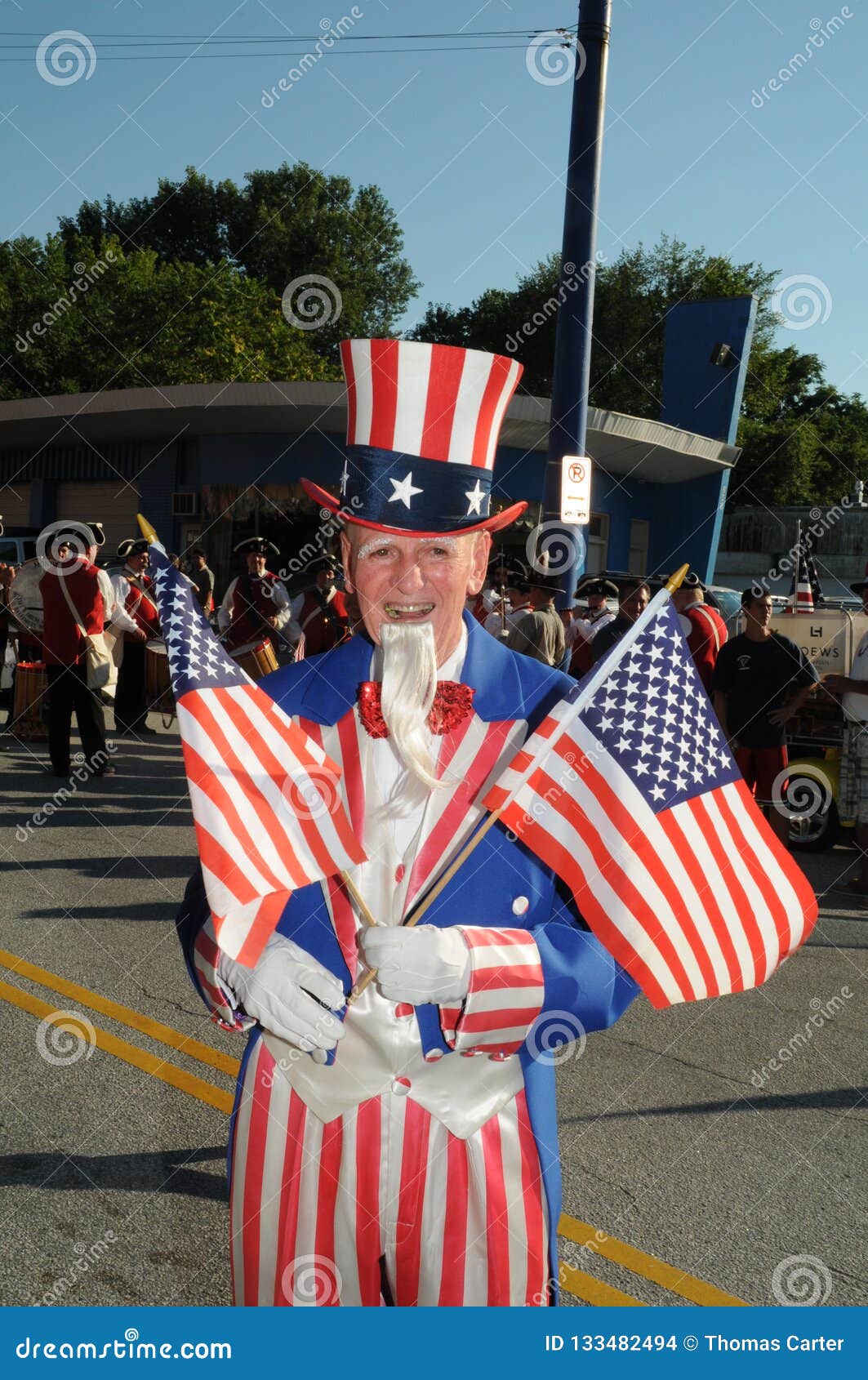 Hombre Vestido Como Tío Sam Imagen de archivo editorial - Imagen de varios,  independencia: 133482494