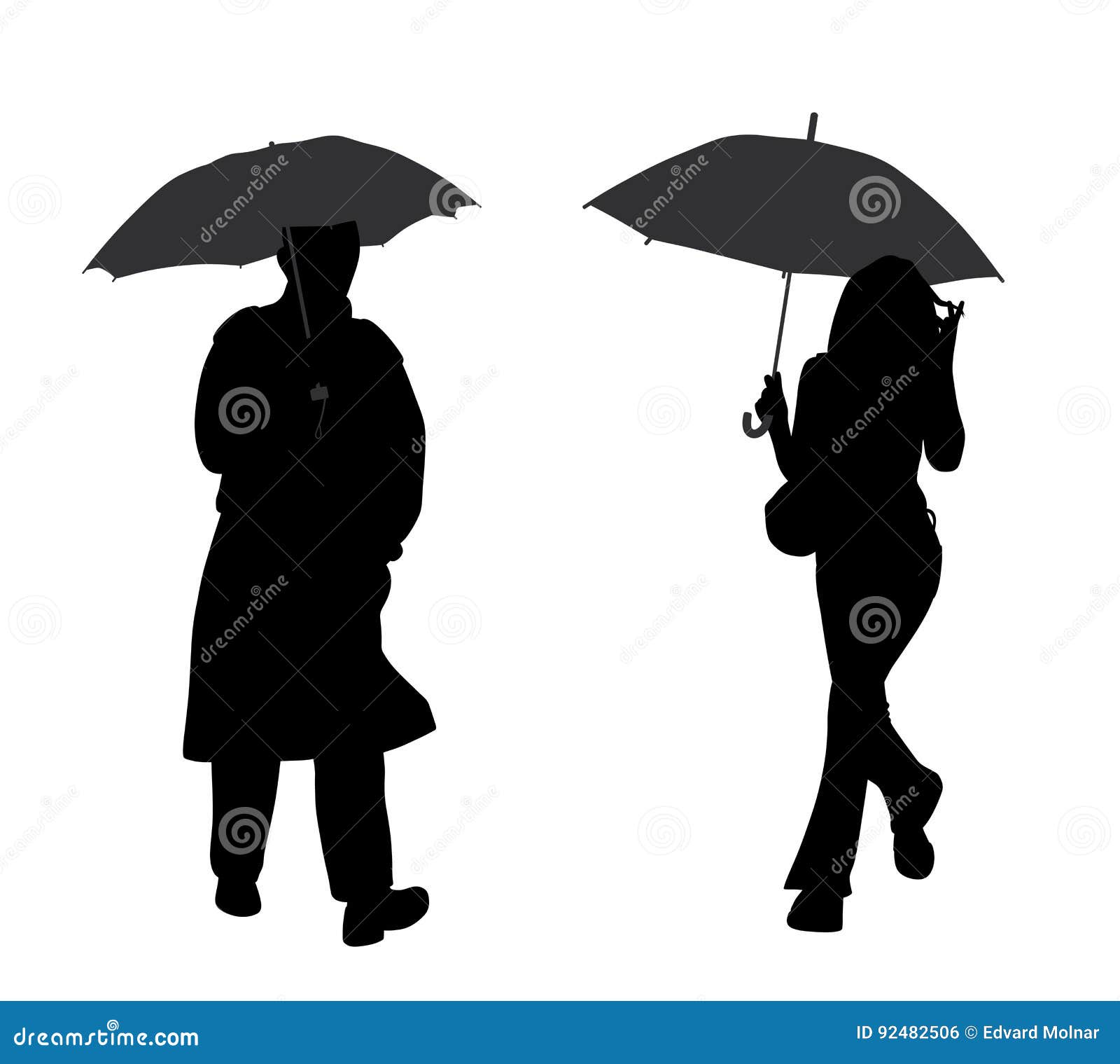 Hombre Mujer Con El Ilustración del Vector - de malo, lluvia: 92482506