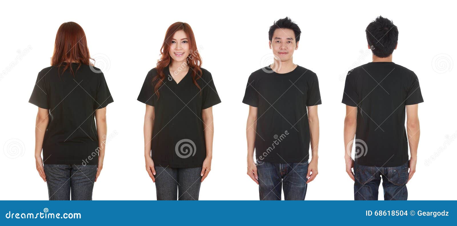 Hombre Y Mujer Con La Camiseta Negra En Blanco Foto de archivo - Imagen de  ropas, japonés: 68618504
