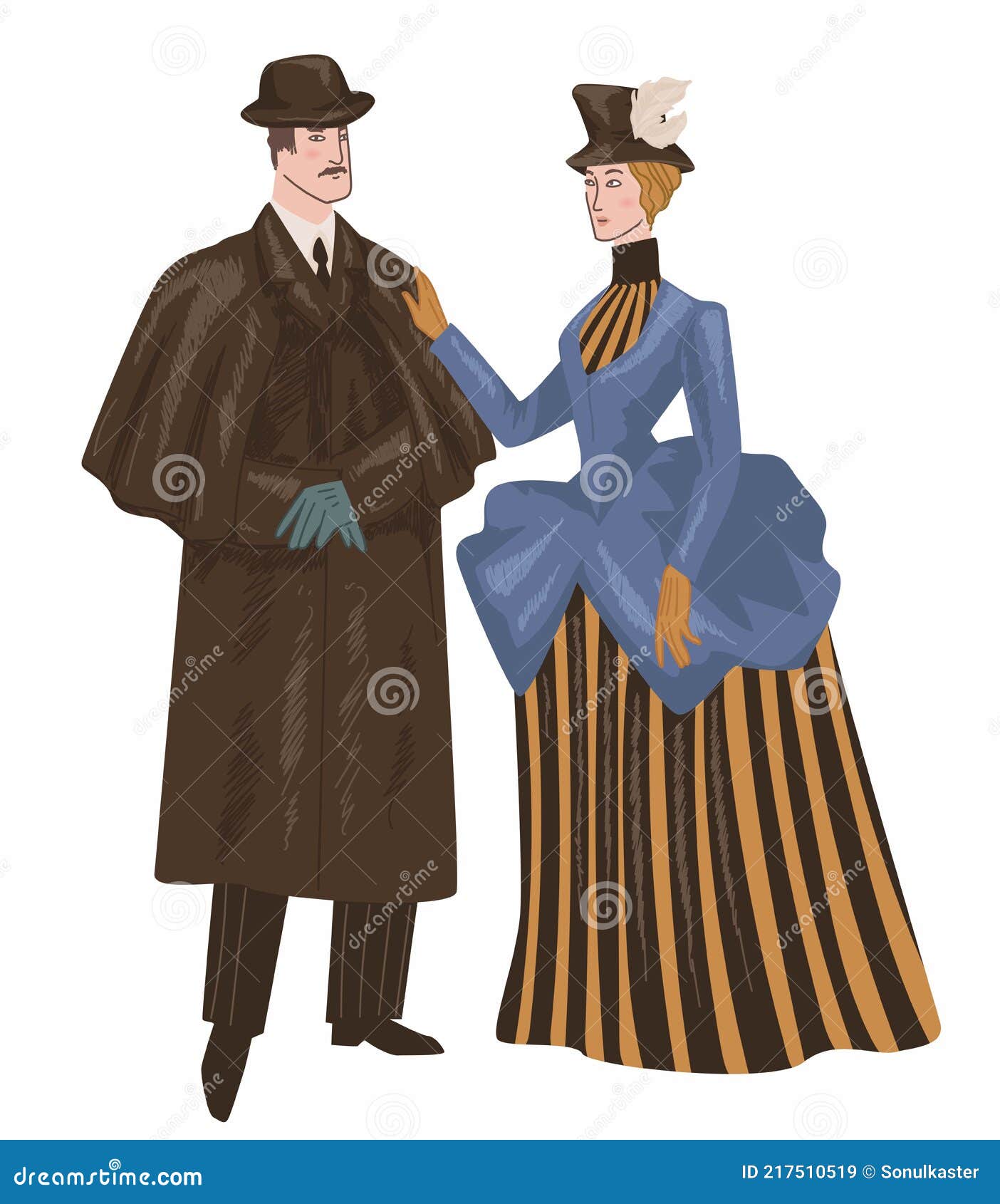 sociedad Bisagra Sin personal Hombre Y Mujer Con Ropa De época Victoriana Ilustración del Vector -  Ilustración de junto, novio: 217510519