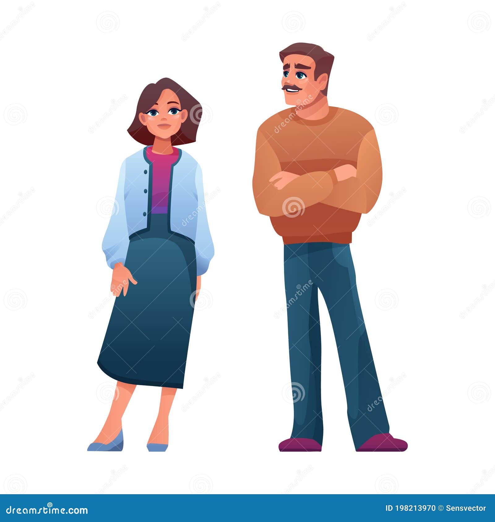 Hombre Y Mujer De Mediana Edad, Ropa Informal Ilustración del