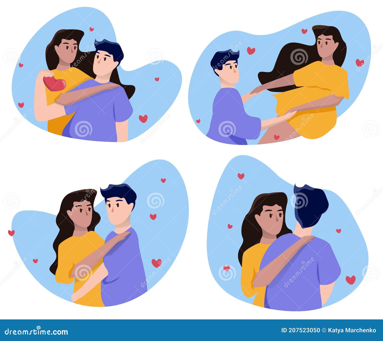 Hombre Y Mujer Enamorados En La Colección De Amor De Parejas De Dibujos  Animados En Puntos Azules Aislados En Fondo Blanco Ilustración del Vector -  Ilustración de cuadro, humano: 207523050