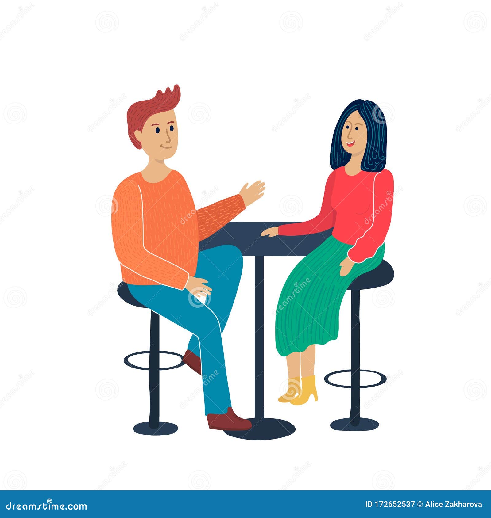 Hombre Y Mujer Hablando En Un Café Stock de ilustración - Ilustración de  hablar, anaranjado: 172652537