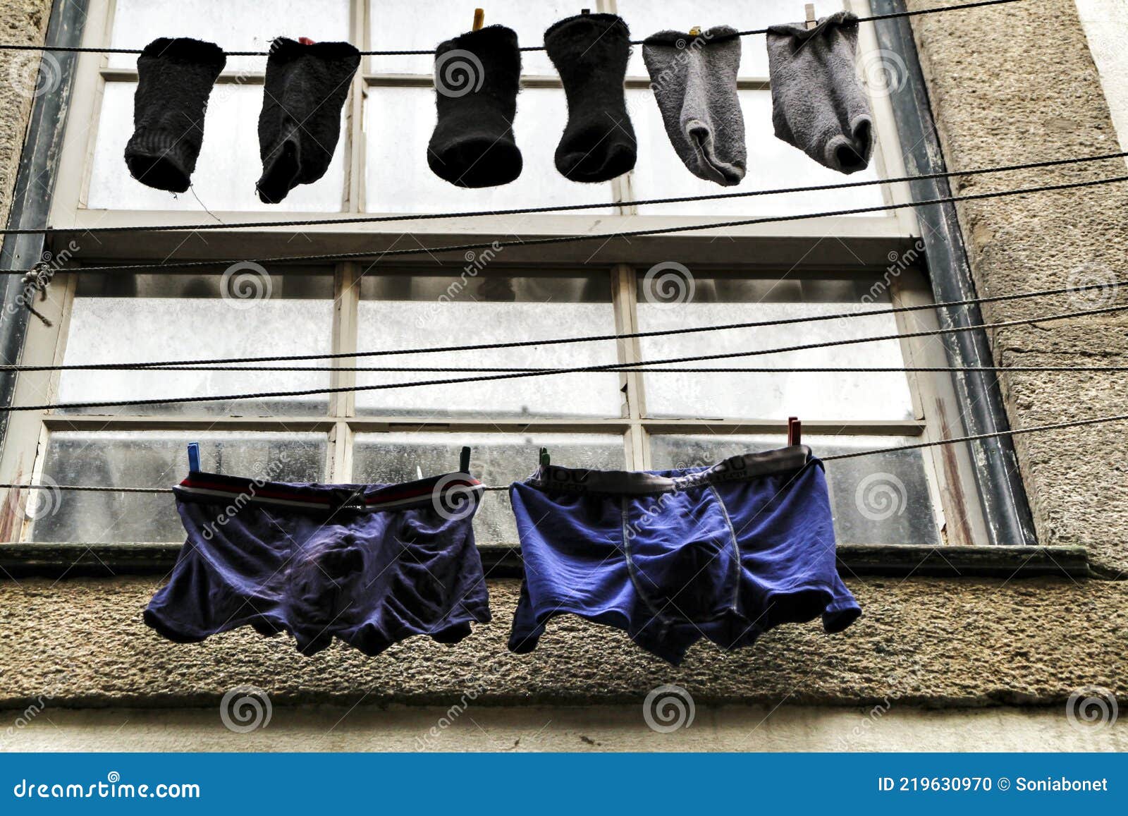 Hombres Ropa Interior Colgando En Un Tendedero Foto de archivo - Imagen de  bikini, fondo: 219630970