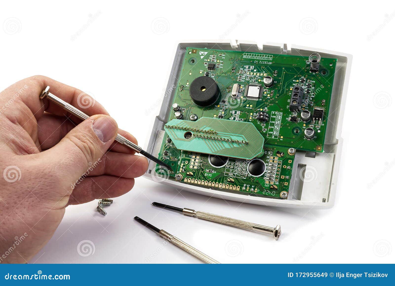 Home Alarm Control Panel Repairing. Open Electronic Board Panel With