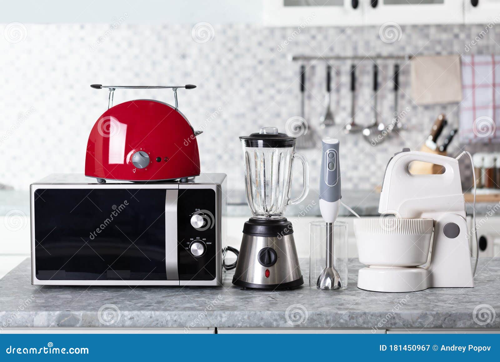 Home Appliance on Kitchen Worktop Stock Image Image of arrangement, glass 181450967