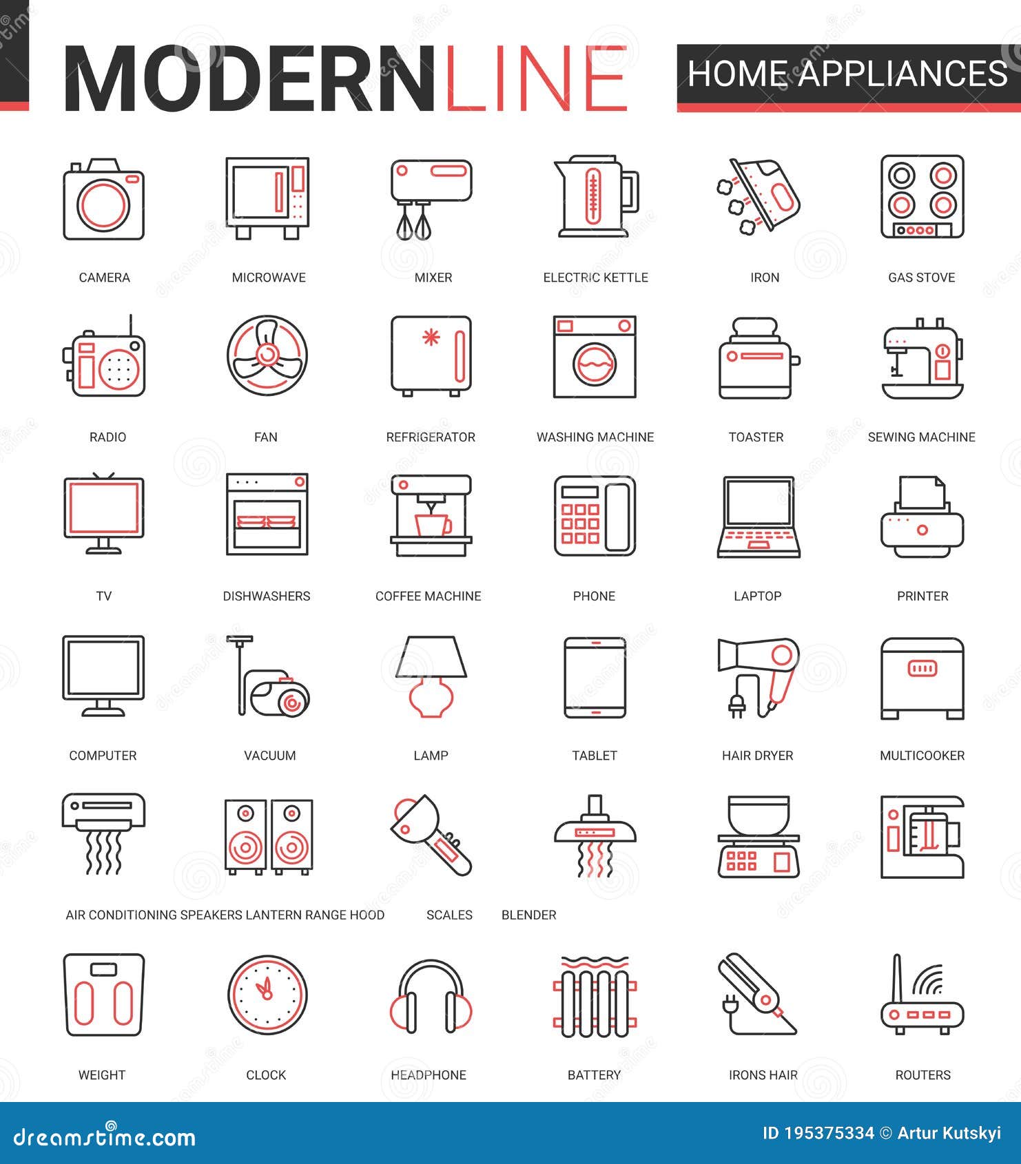 Cleaning Home Appliances Icons Set Stock Illustration - Download