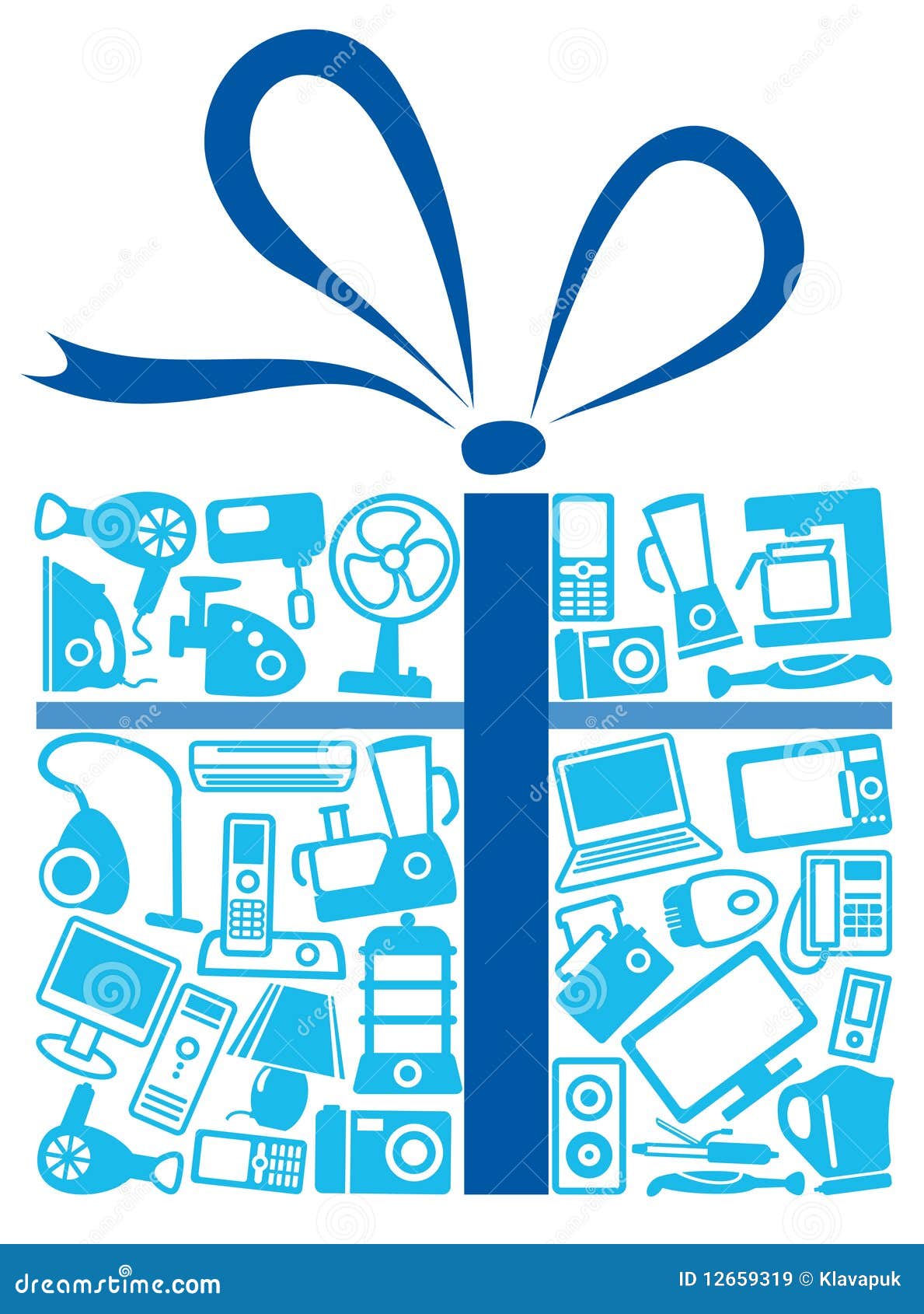 Home appliances in gift stock vector. Illustration of outline 12659319