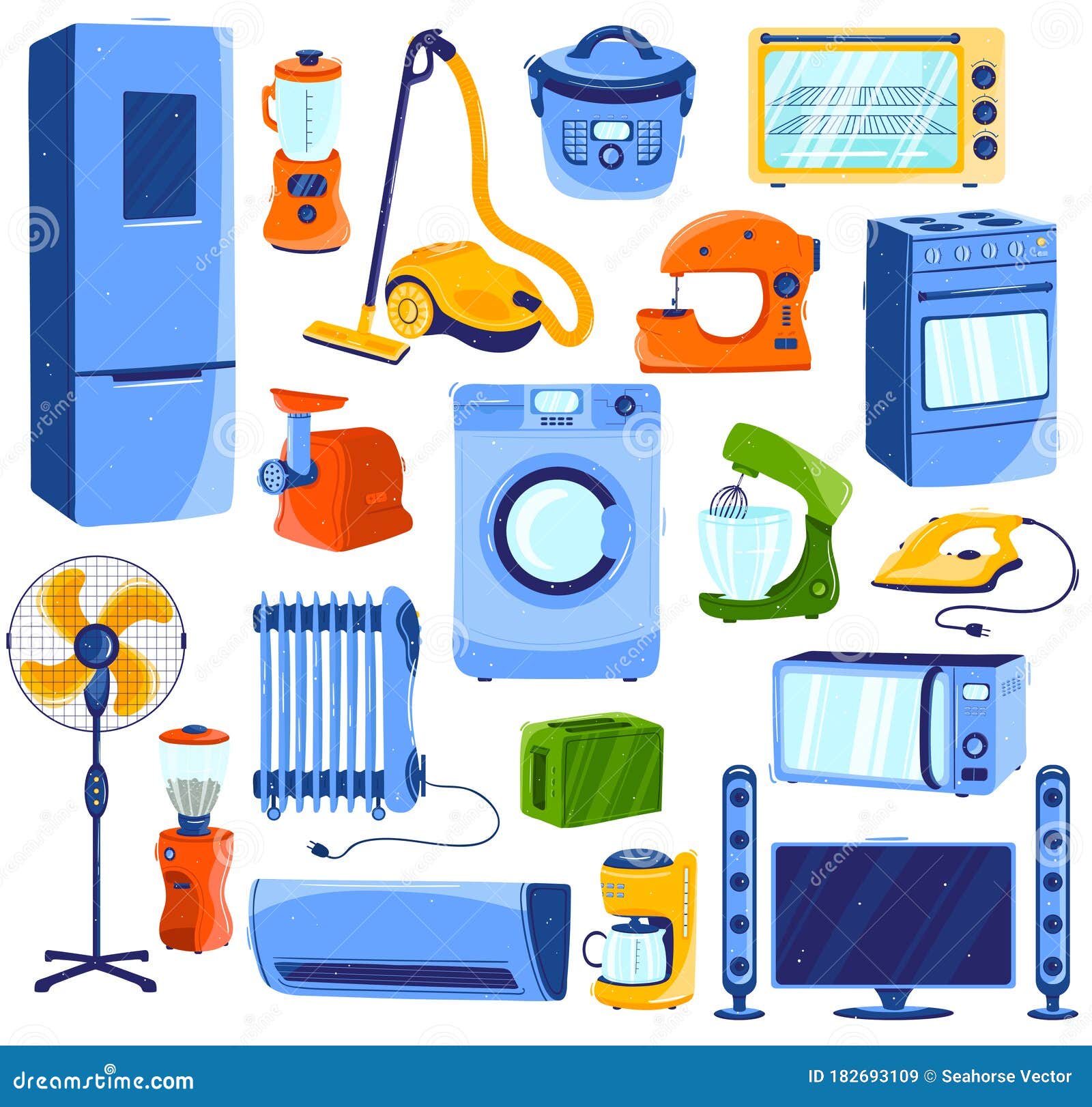 Home appliances household kitchen items Royalty Free Vector