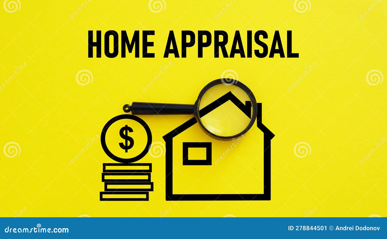 Home Appraisal is Shown Using the Text and Picture of the House Stock