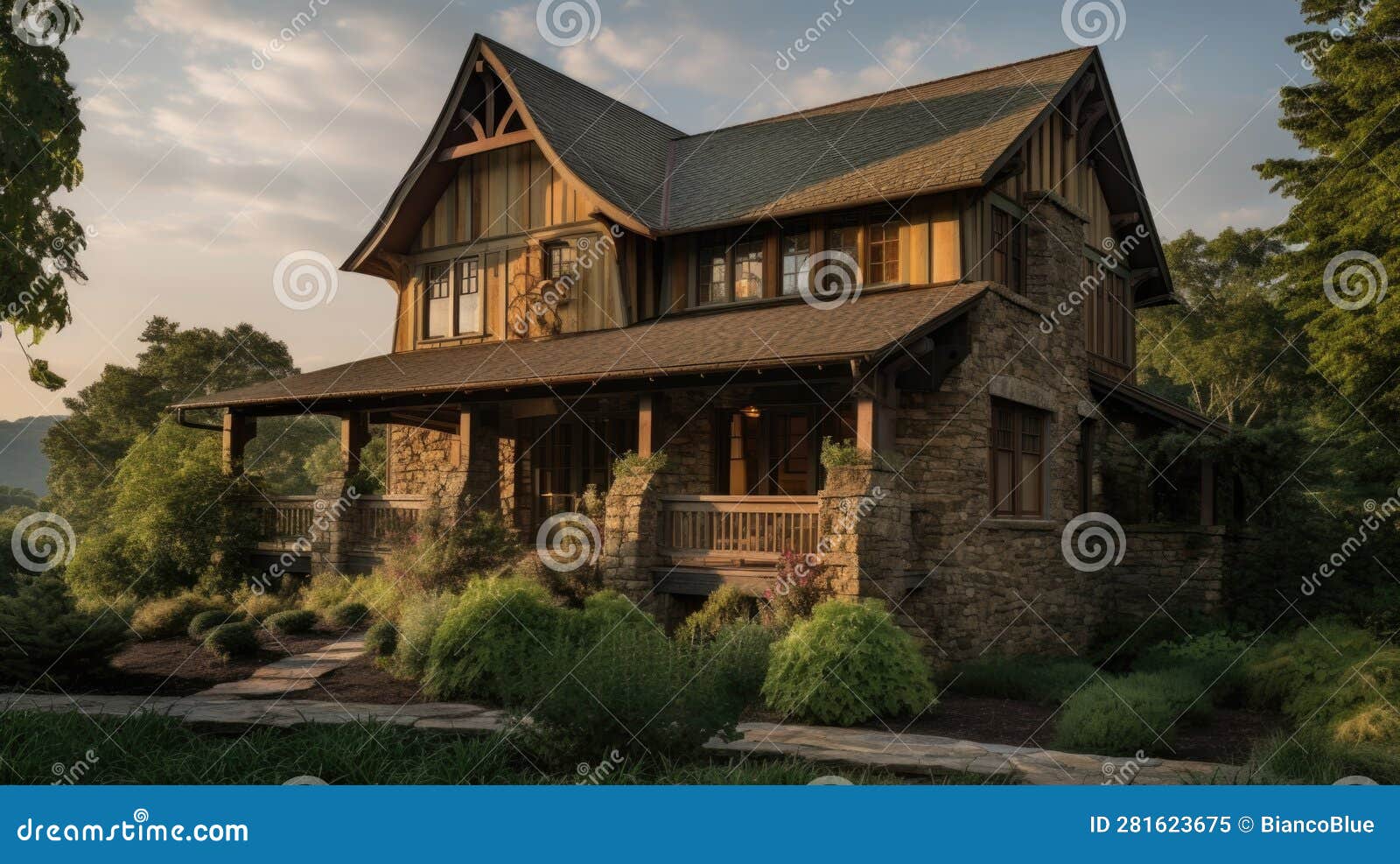 home architecture  in colonial style with symmetrical facade