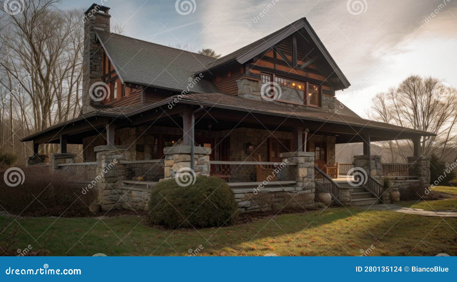 home architecture  in colonial style with symmetrical facade