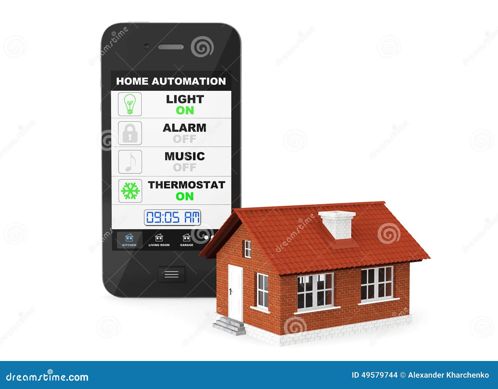Home Automation Concept. Mobile Phone and House Stock Illustration