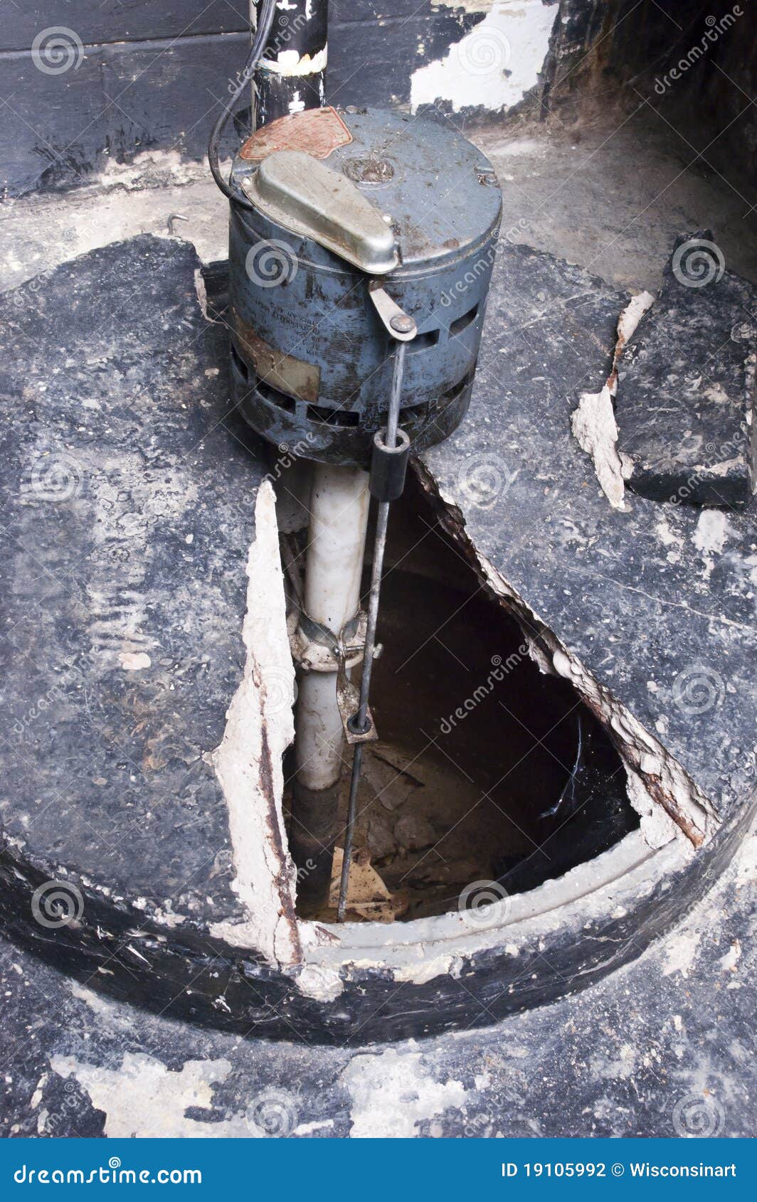 home basement sump pump, water crock tank plumbing
