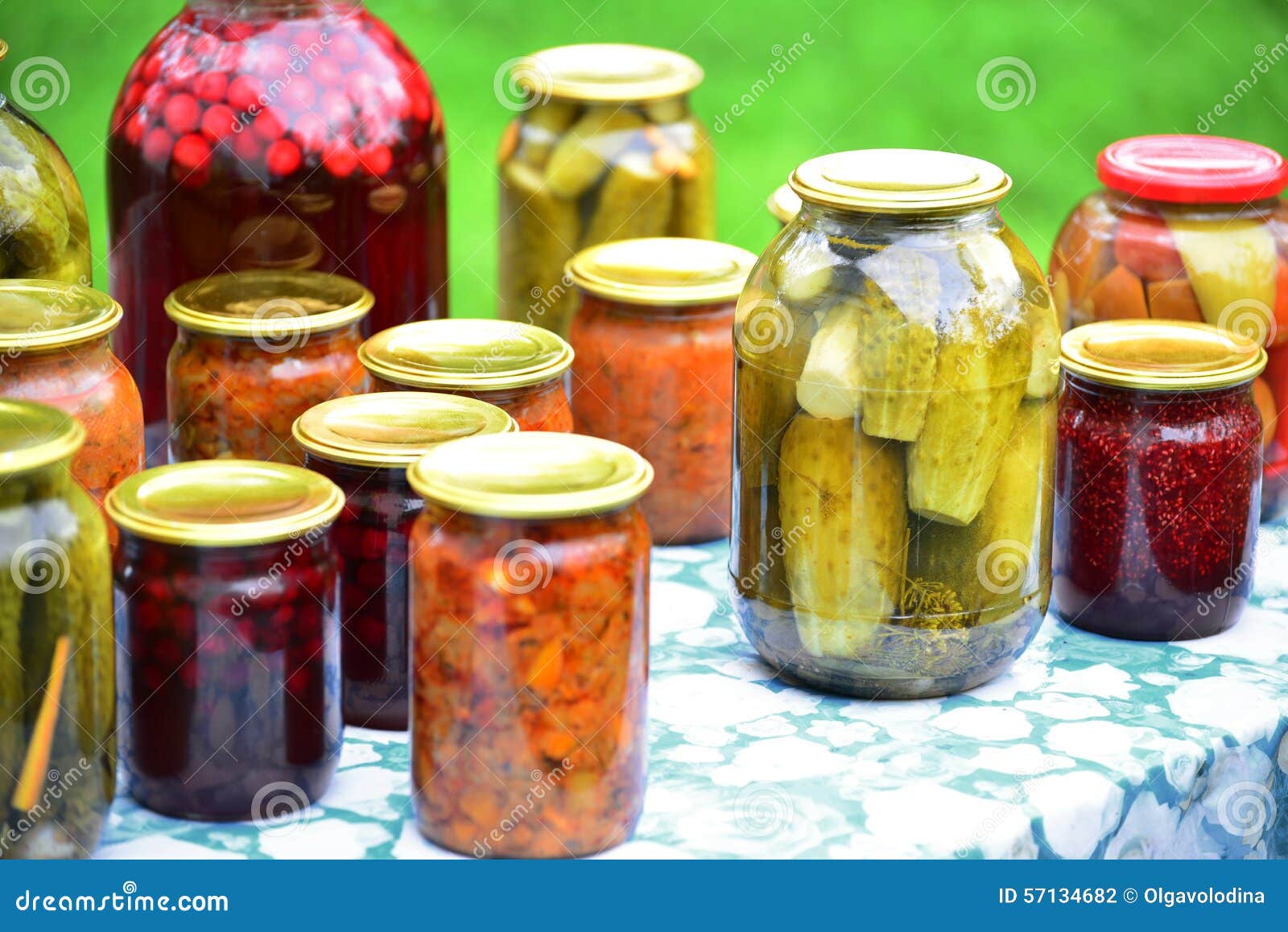 Home Canned Vegetables in the Garden in Summer Stock Photo Image of