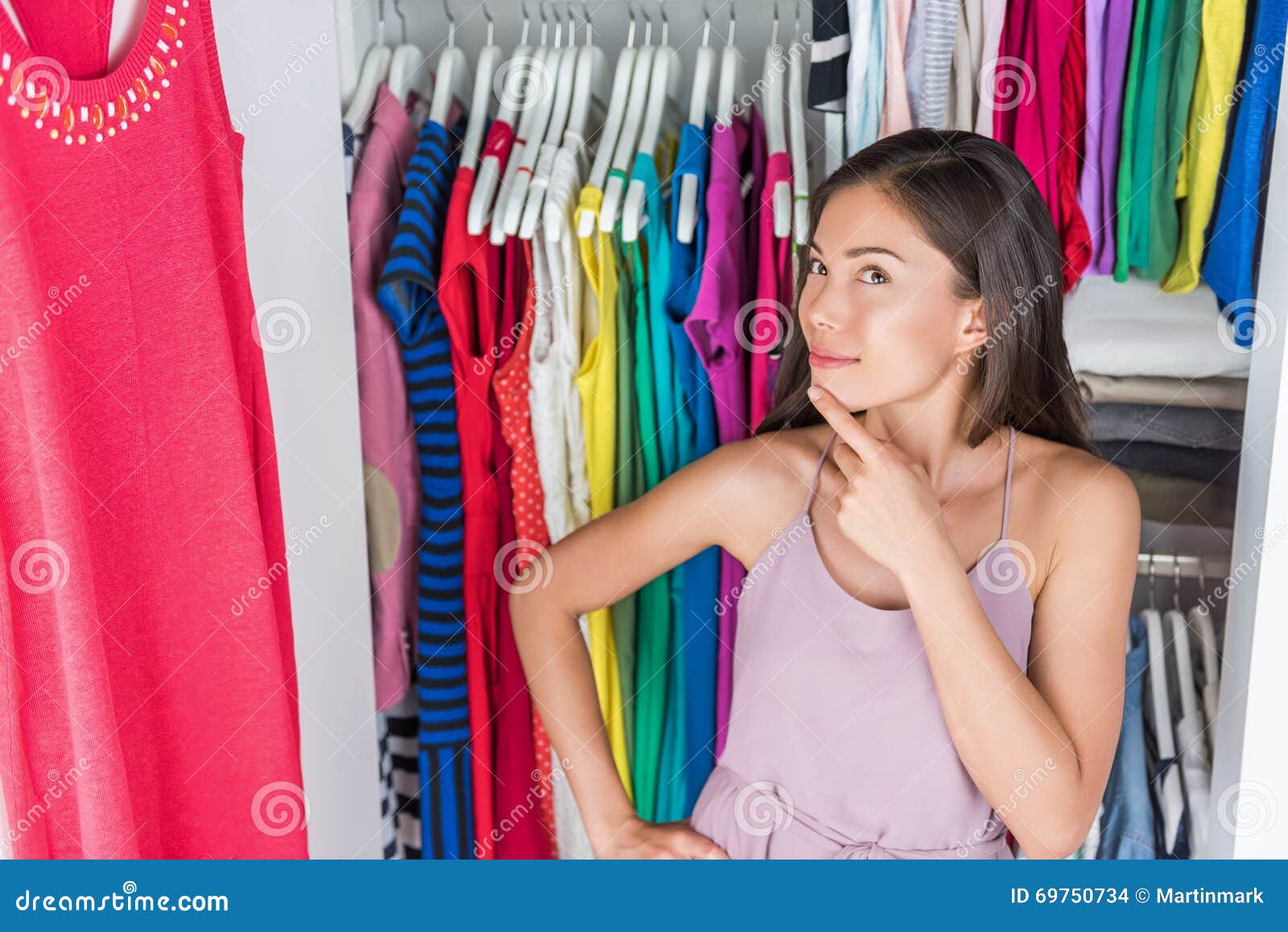 Amateur dressing room with female