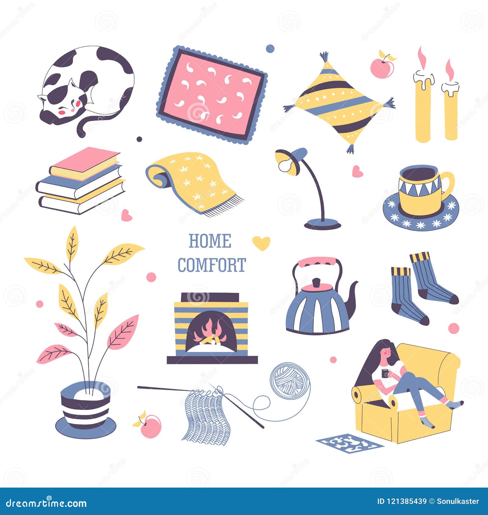 Premium Vector  Cozy home objects seamless pattern. comfortable