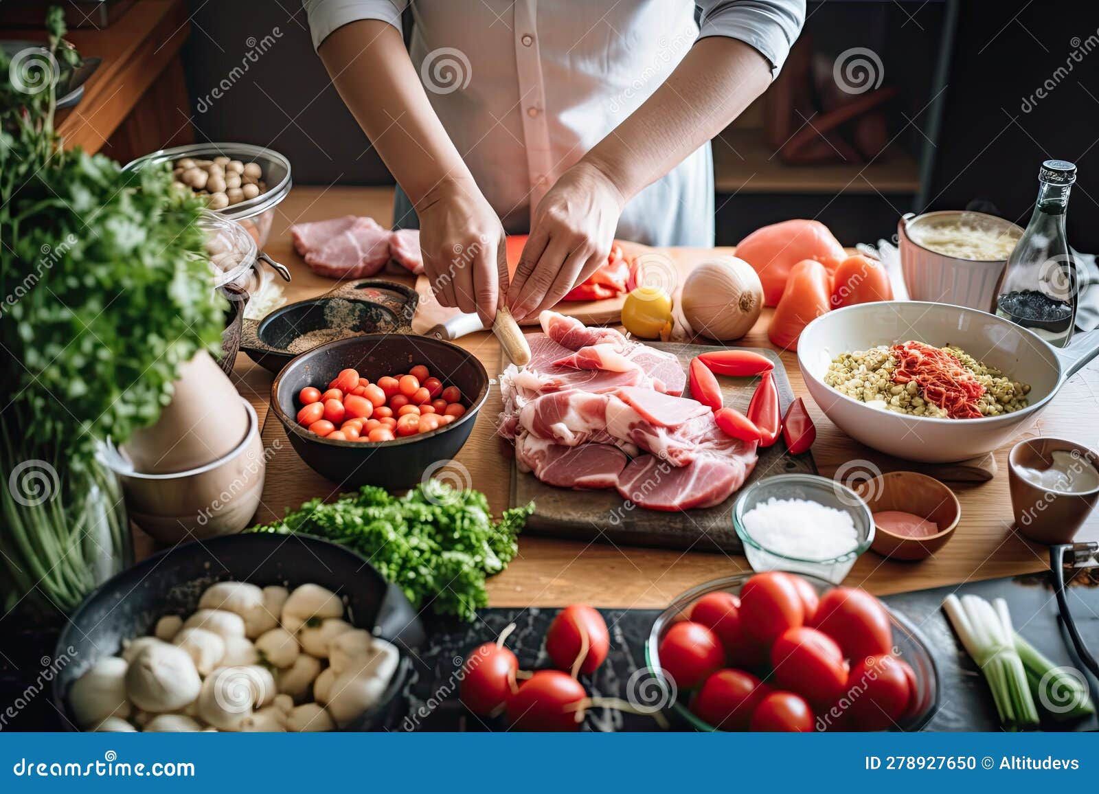 Home Cook, Preparing Dinner for Family, Using Variety of Cooking
