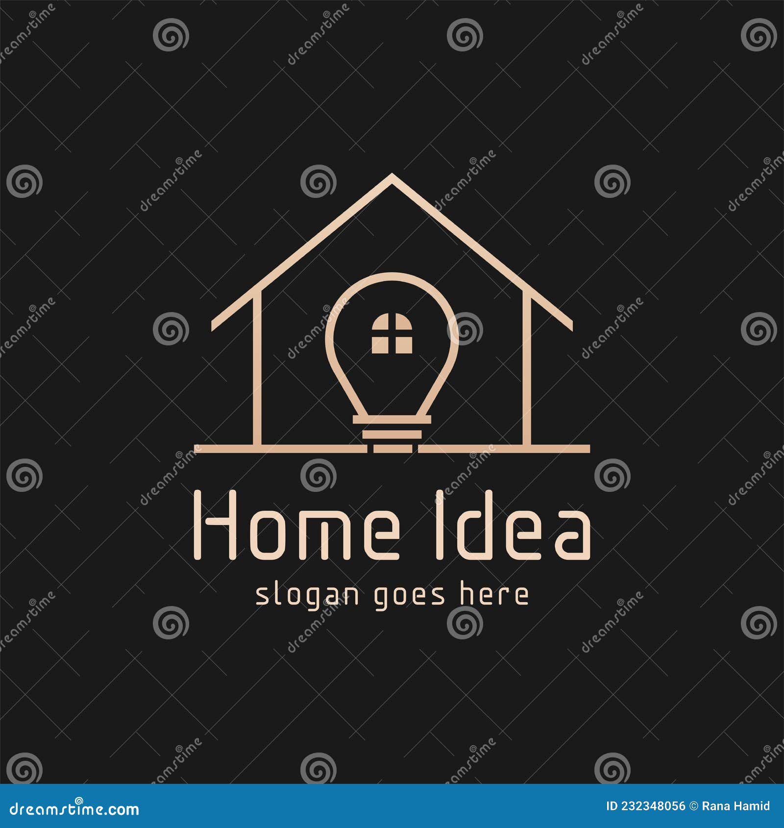 Home Decor Logo Vector with Light Bulb Sign. Interior Logo Sign