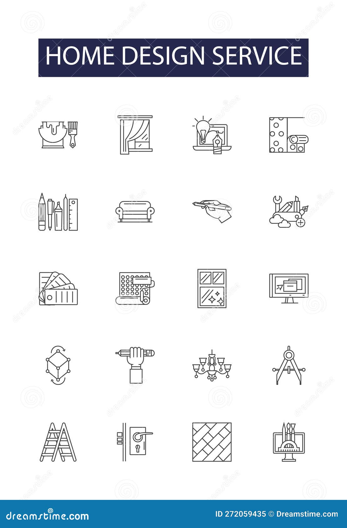 Home Design Service Line Vector Icons and Signs. Renovation ...