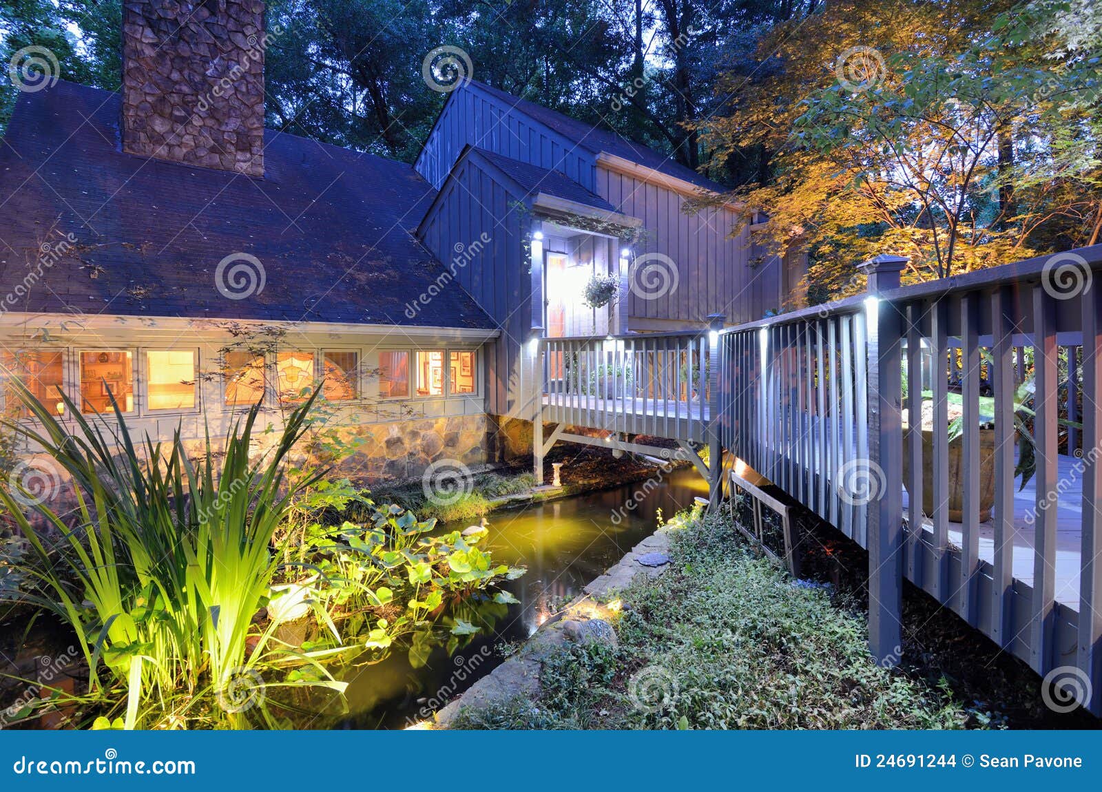 Home Entrance with Pond stock photo. Image of frontyard 24691244
