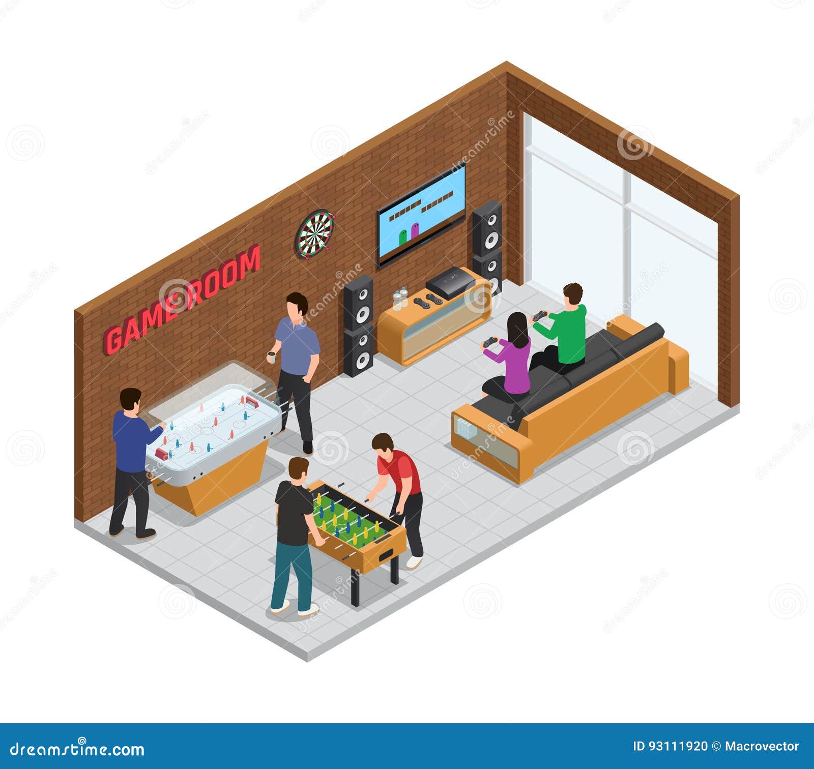 Home Game Club Interior Isometric Composition Stock Vector - Illustration of lucky ...