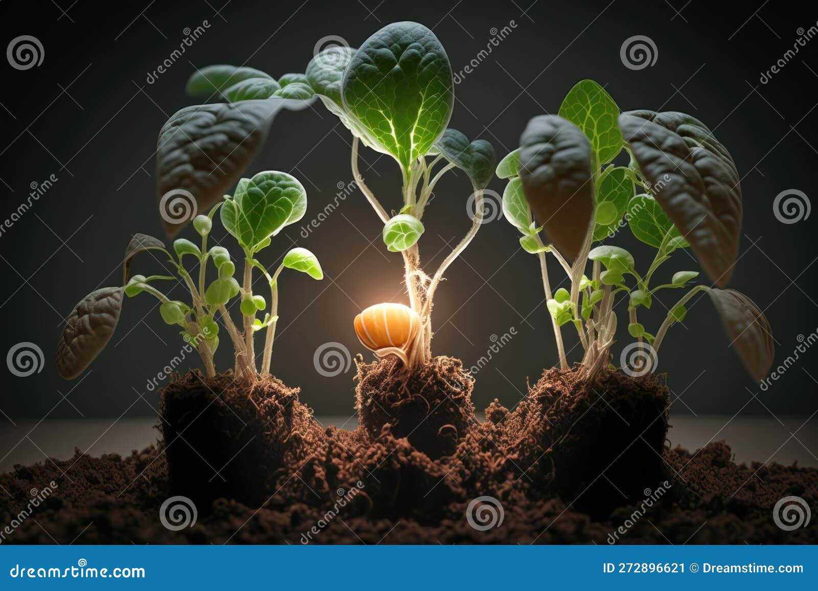 Home Growing Greens Plant Under Lights Generative AI Stock Illustration