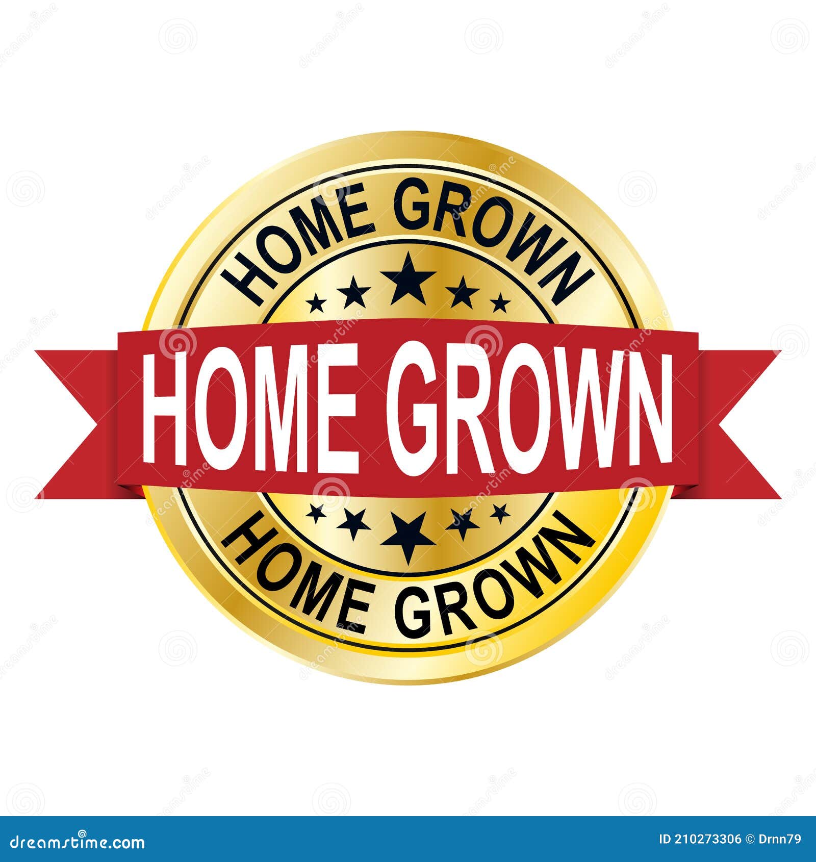 Home Grown Golden Label on White, Vector Illustration Stock Vector Illustration of natural
