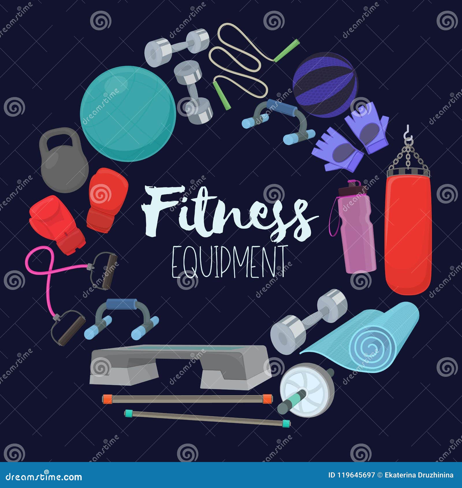 Download Home gym equipment stock vector. Illustration of beauty ...