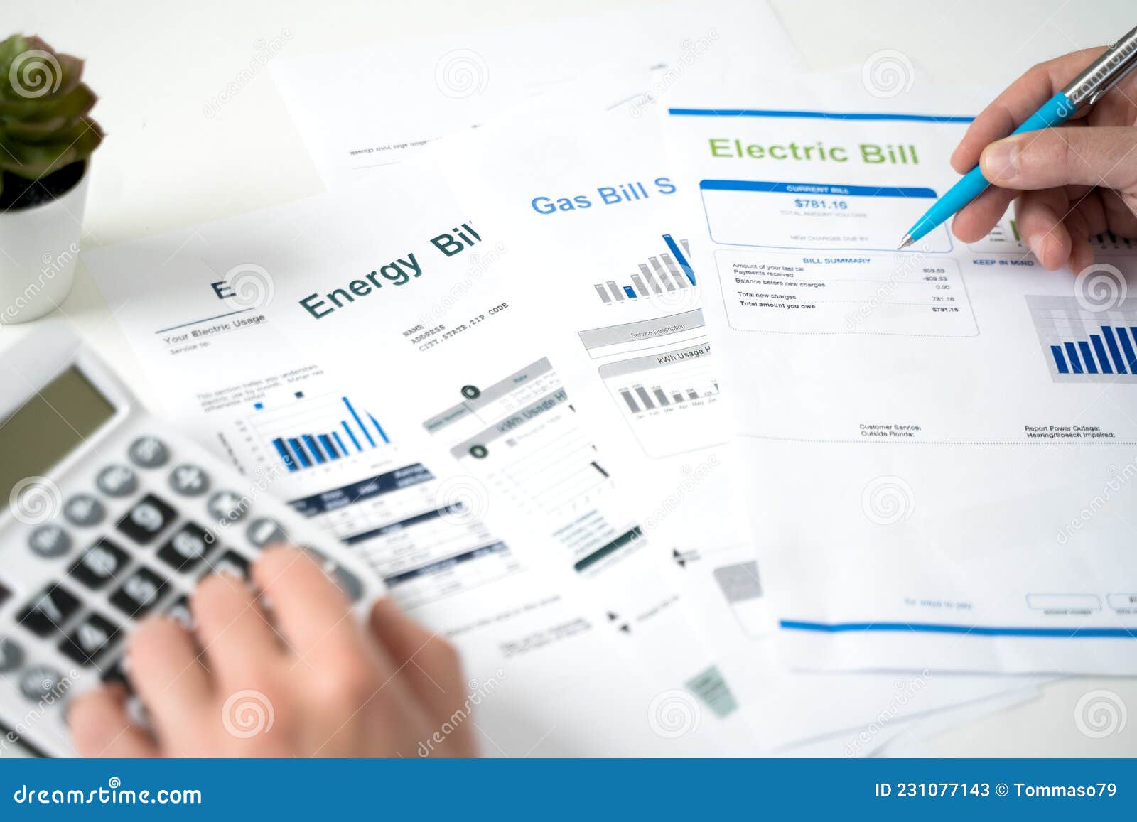 Home Heating Gas Expenses and Bill Statement Document Stock Image