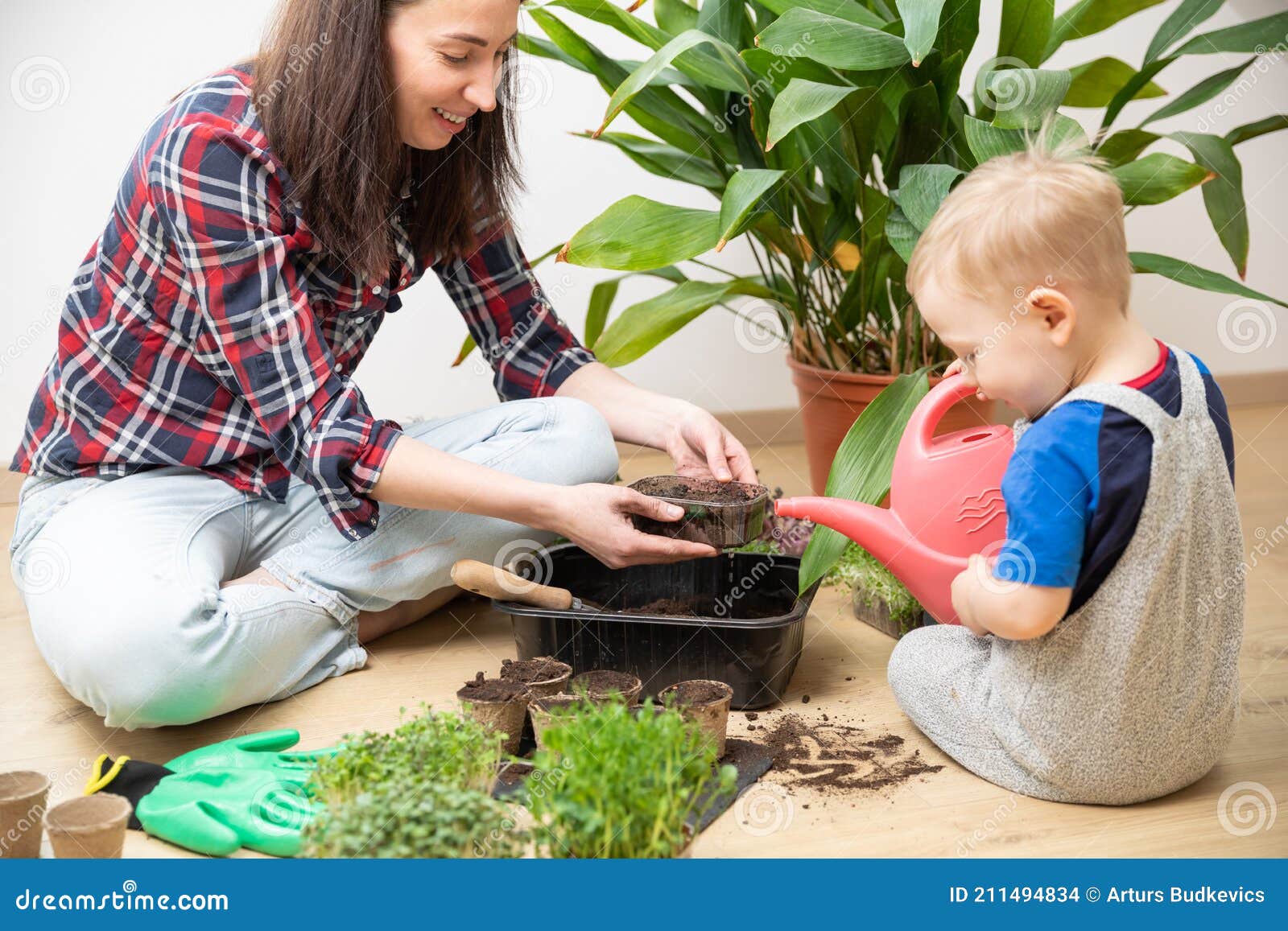 Home Hobbies Gardening with Children and Learning Botany. Young Boy ...