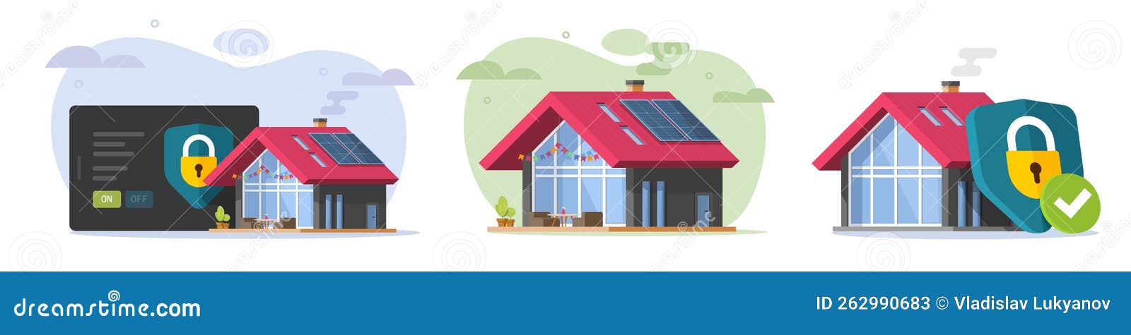 home house 3d smart eco solar panel power energy tech , secure protection shield property building, real estate green