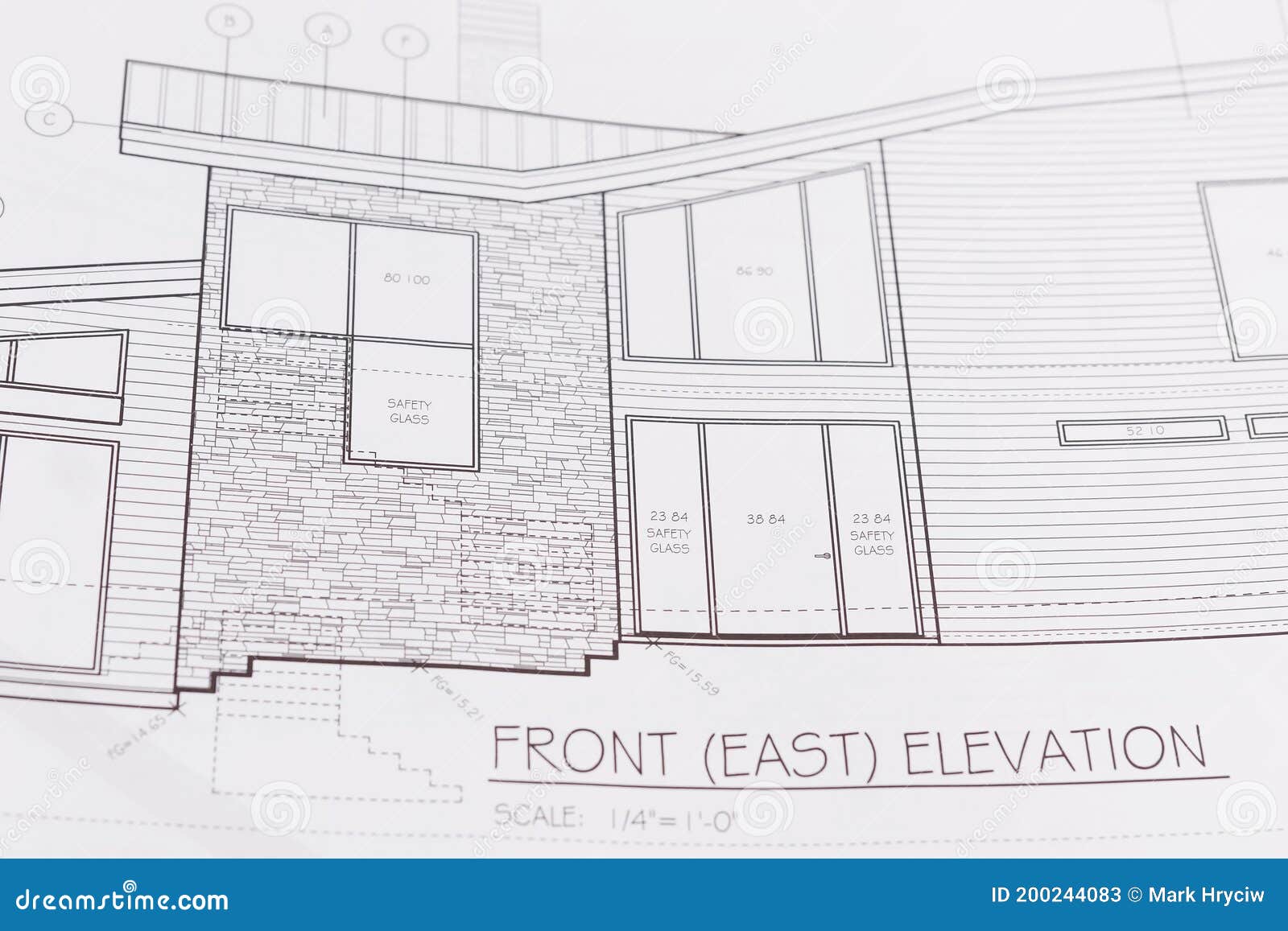 Home House Exterior Construction Plan Drawing Details Stock Image