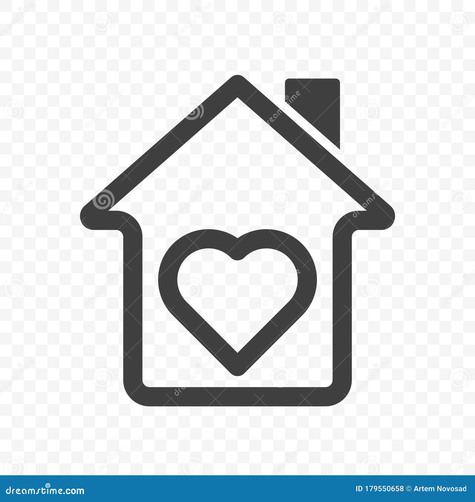 Home Icon. Image Of A House With A Chimney. The Heart Is Inscribed ...